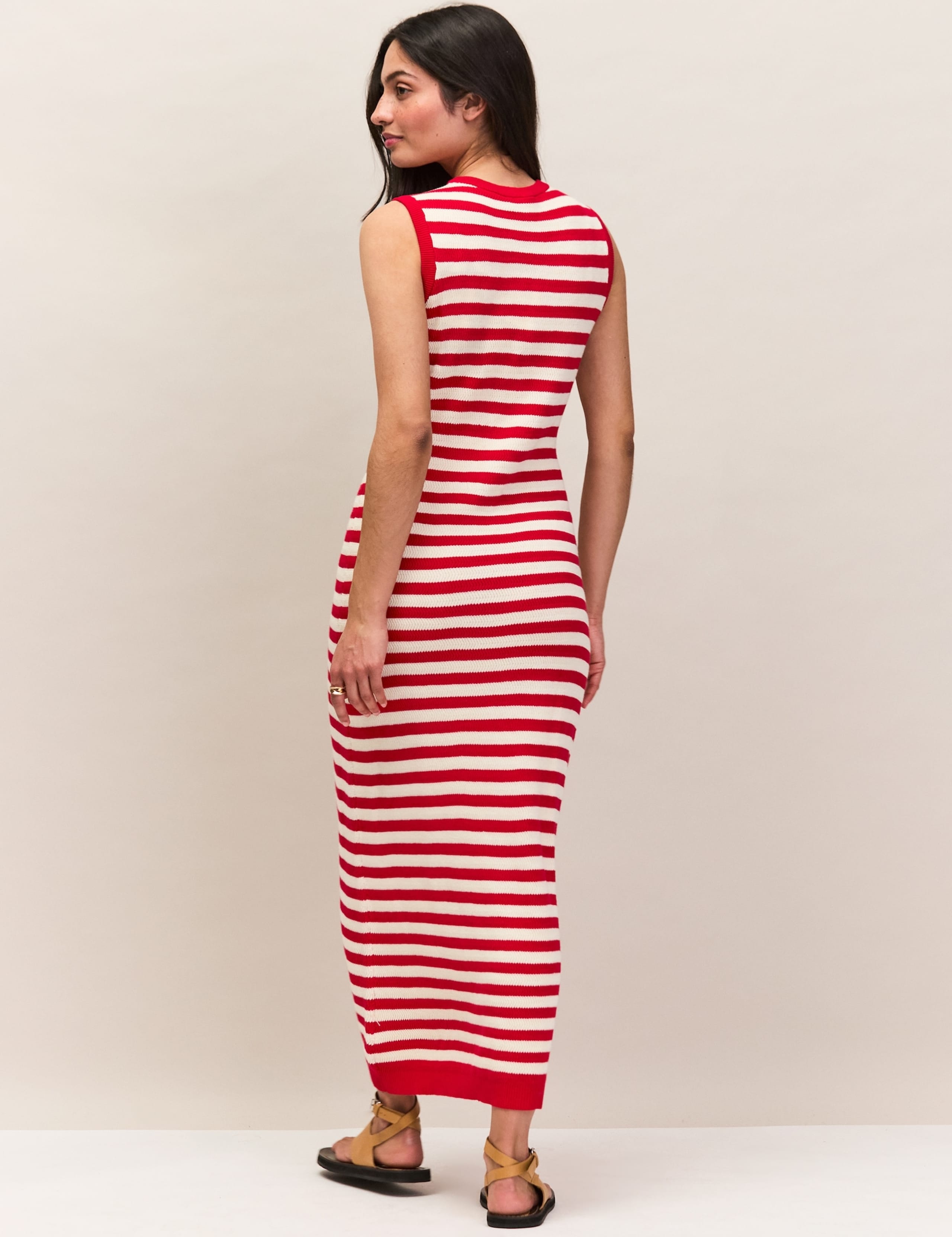 Pure Cotton Striped Knitted Midaxi Column Dress 4 of 6