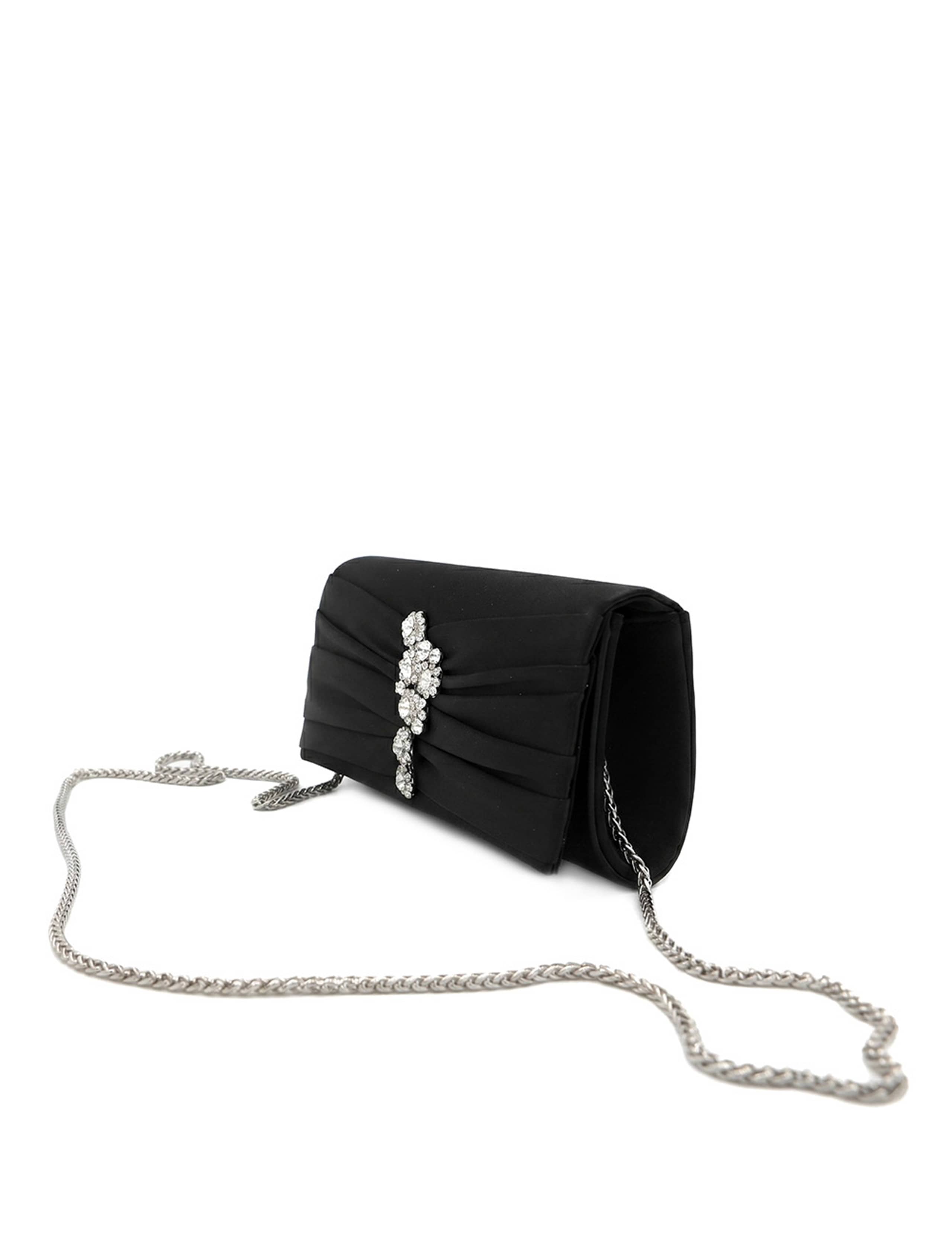Faux Leather Diamante Clutch Bag 2 of 4