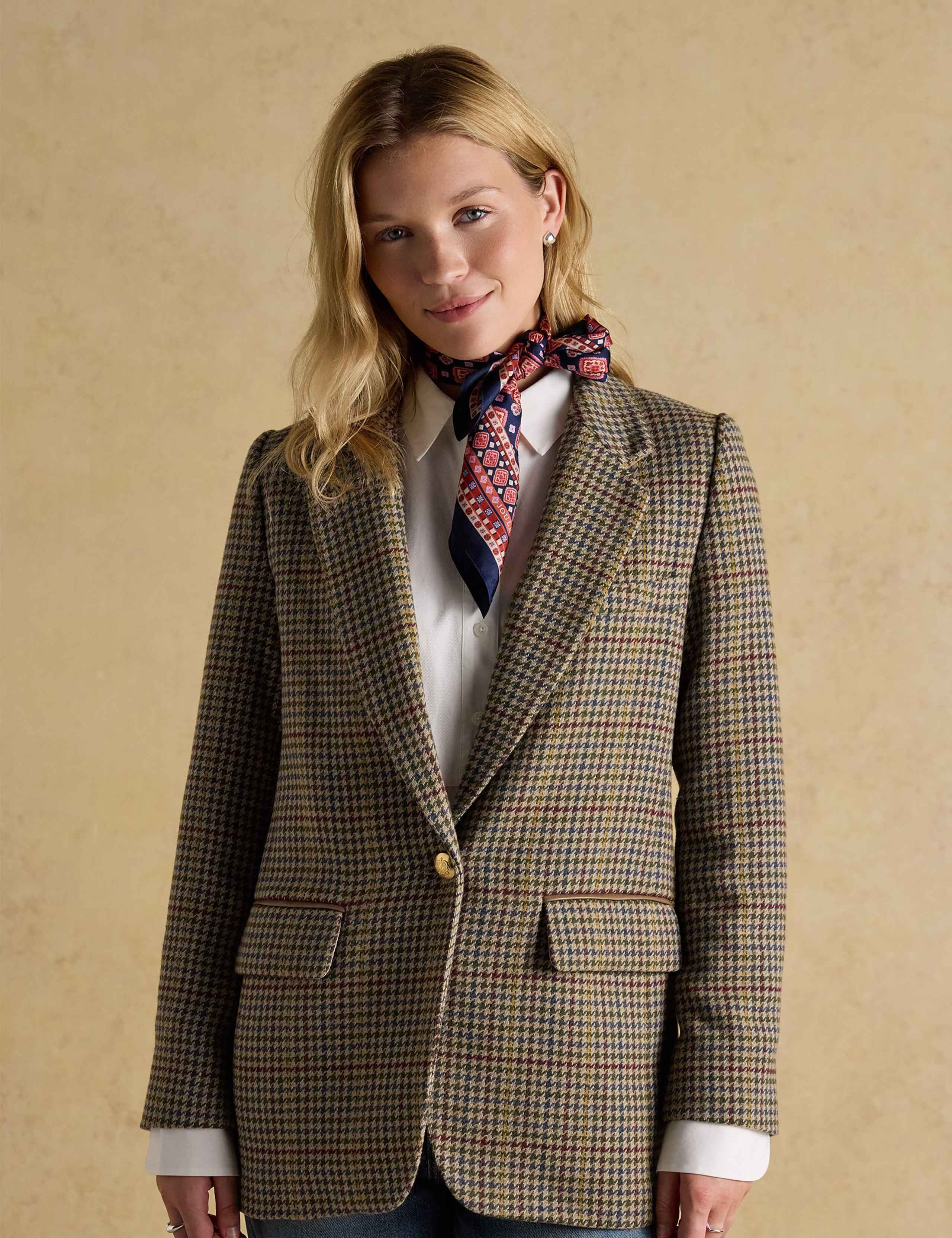 Tweed Dogtooth Collared Jacket with Wool 1 of 12