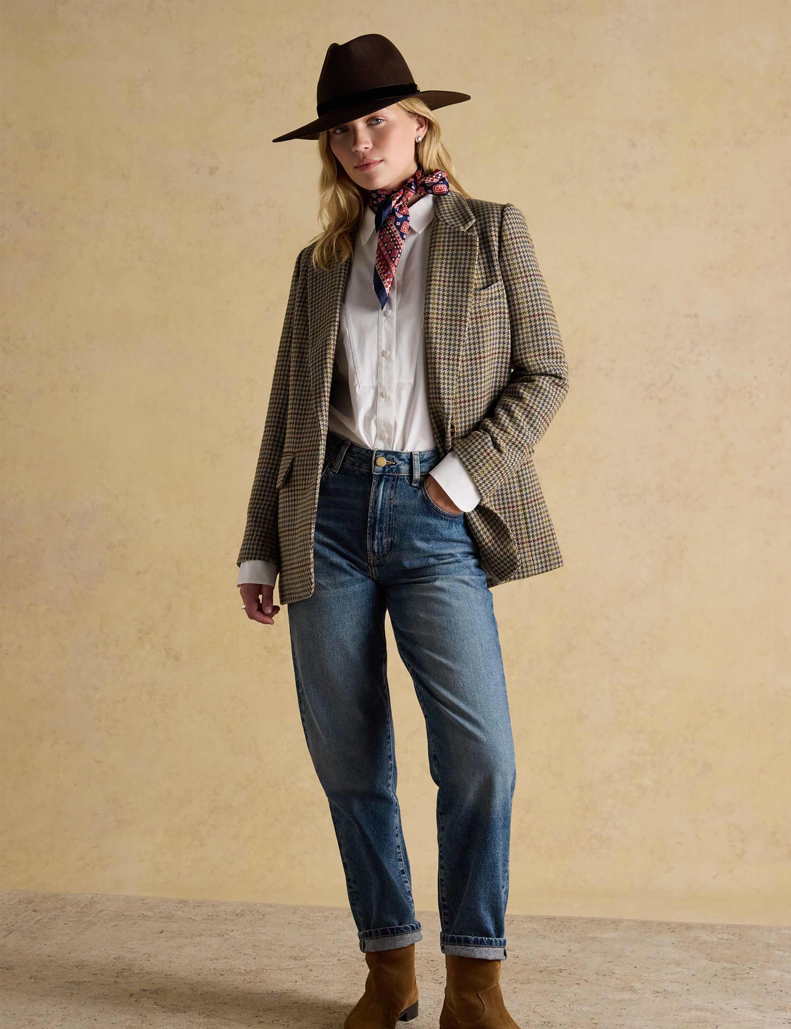 Tweed Dogtooth Collared Jacket with Wool 4 of 12