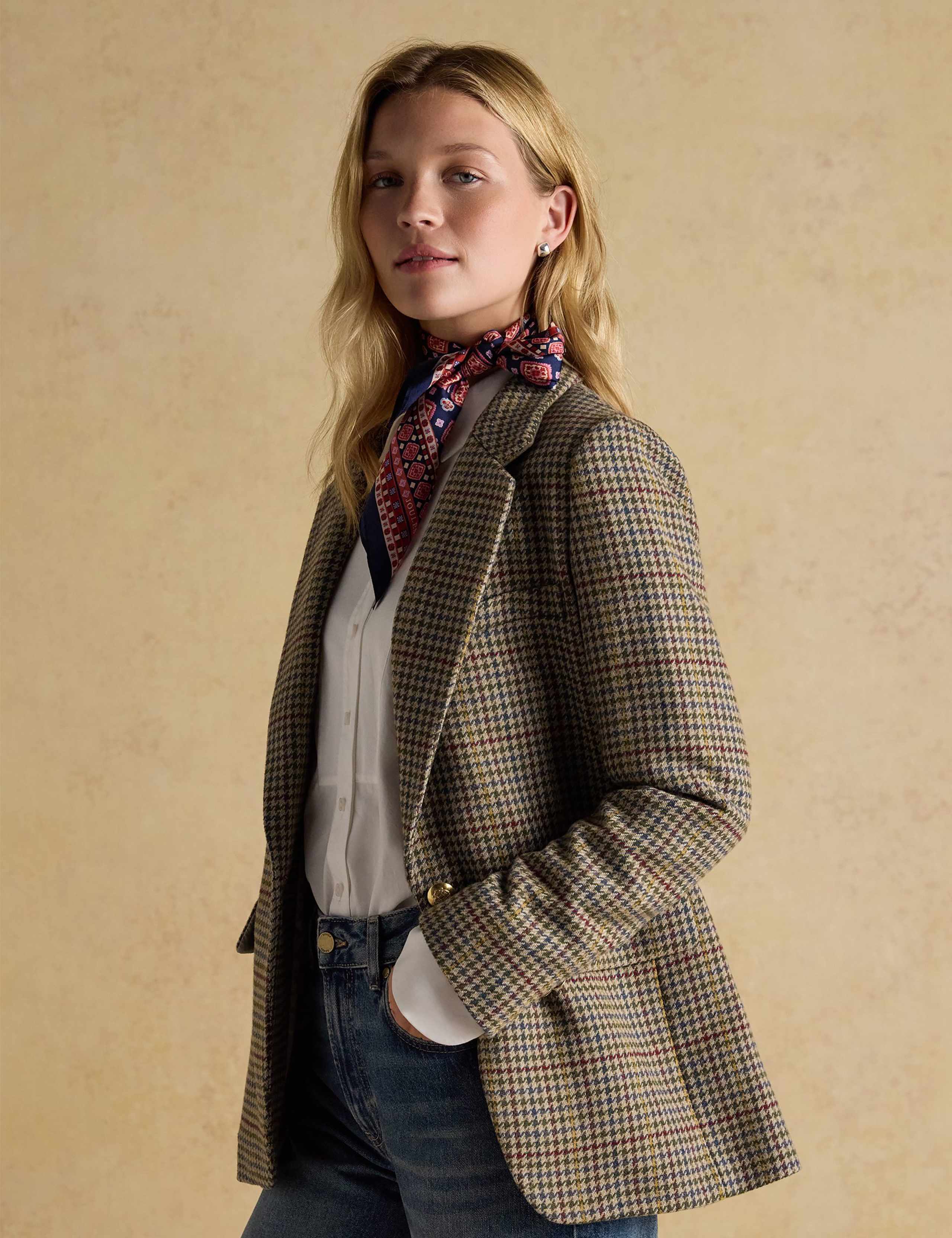 Tweed Dogtooth Collared Jacket with Wool 5 of 12