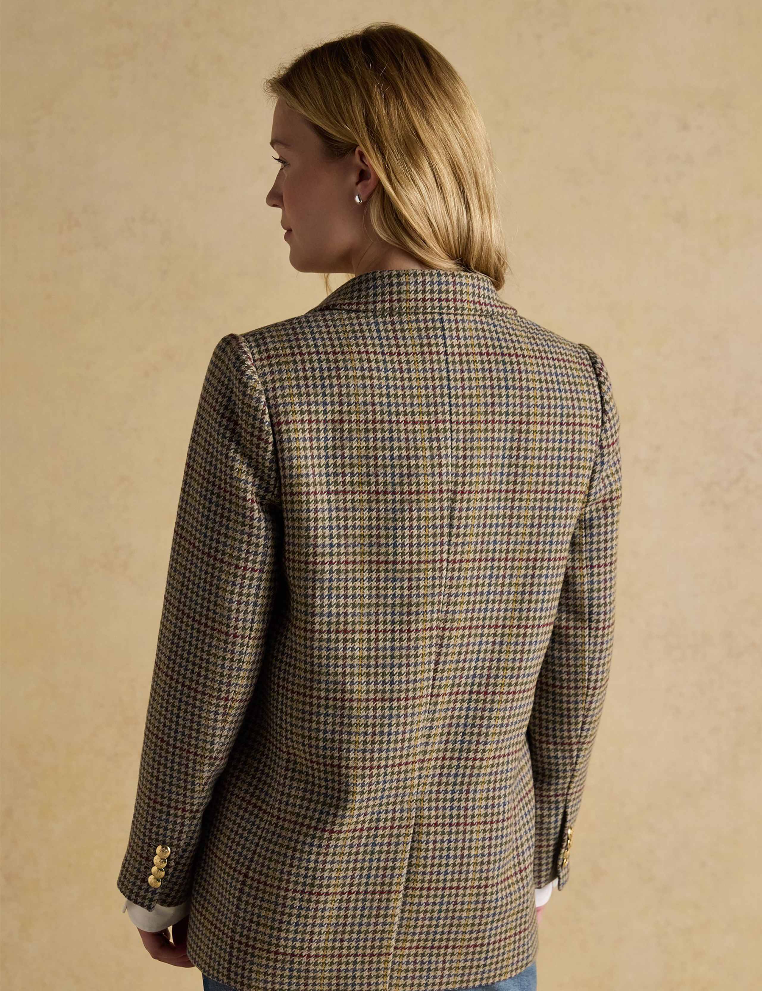 Tweed Dogtooth Collared Jacket with Wool 6 of 12