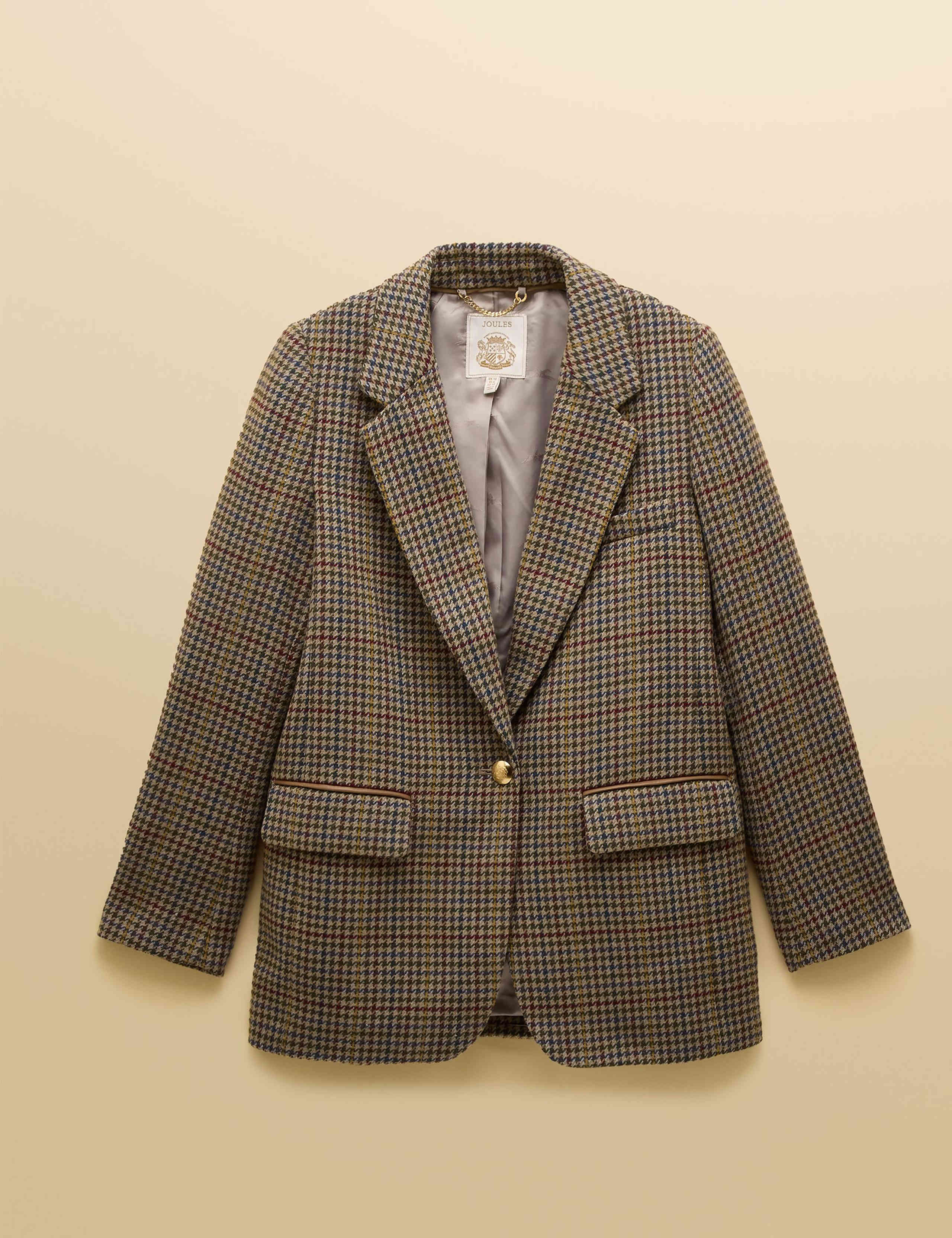 Tweed Dogtooth Collared Jacket with Wool 2 of 12