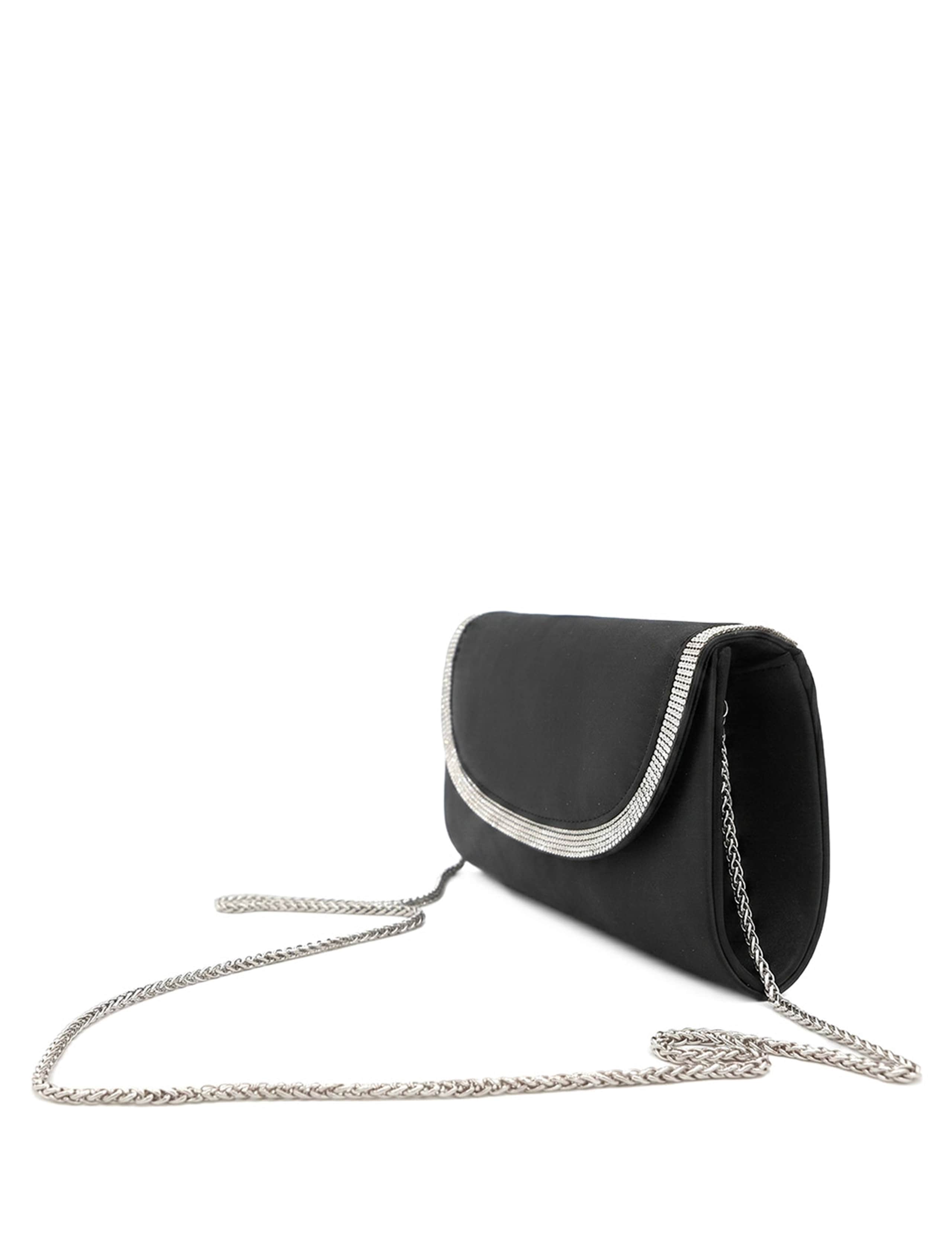 Faux Leather Diamante Clutch Bag 2 of 4