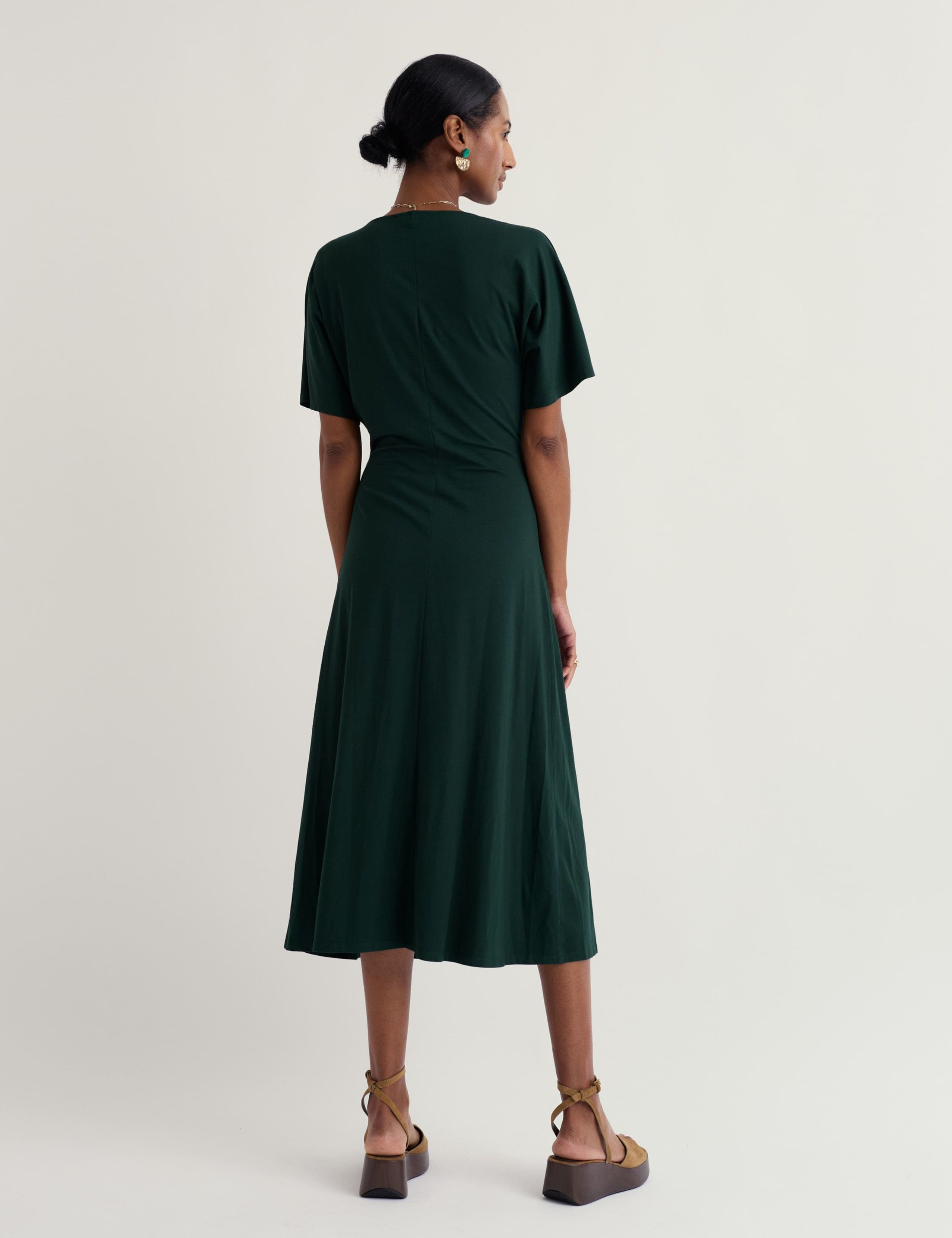 Cotton Rich Twist Front Midi Waisted Dress 3 of 5