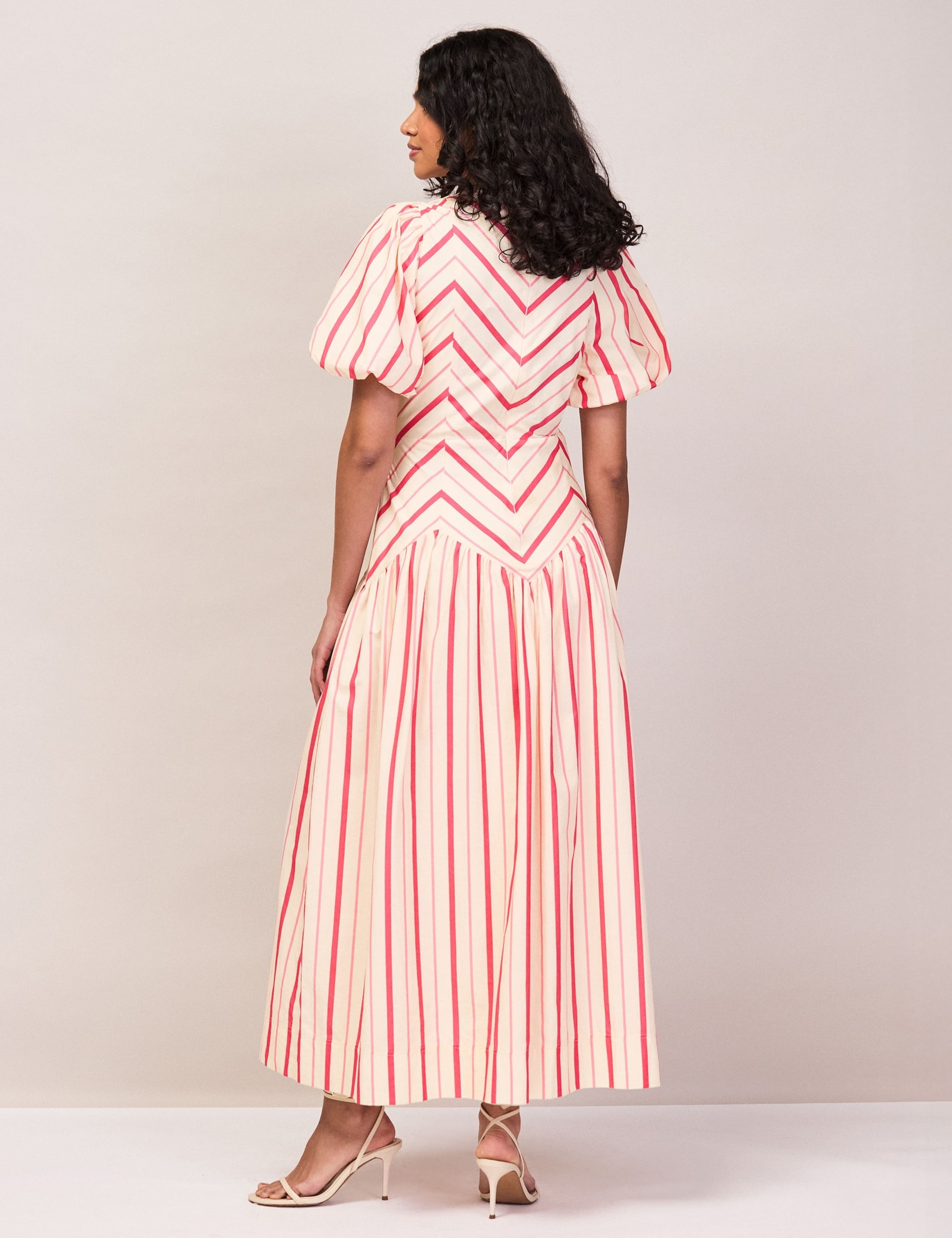 Pure Cotton Striped Puff Sleeve Midaxi Dress 5 of 7