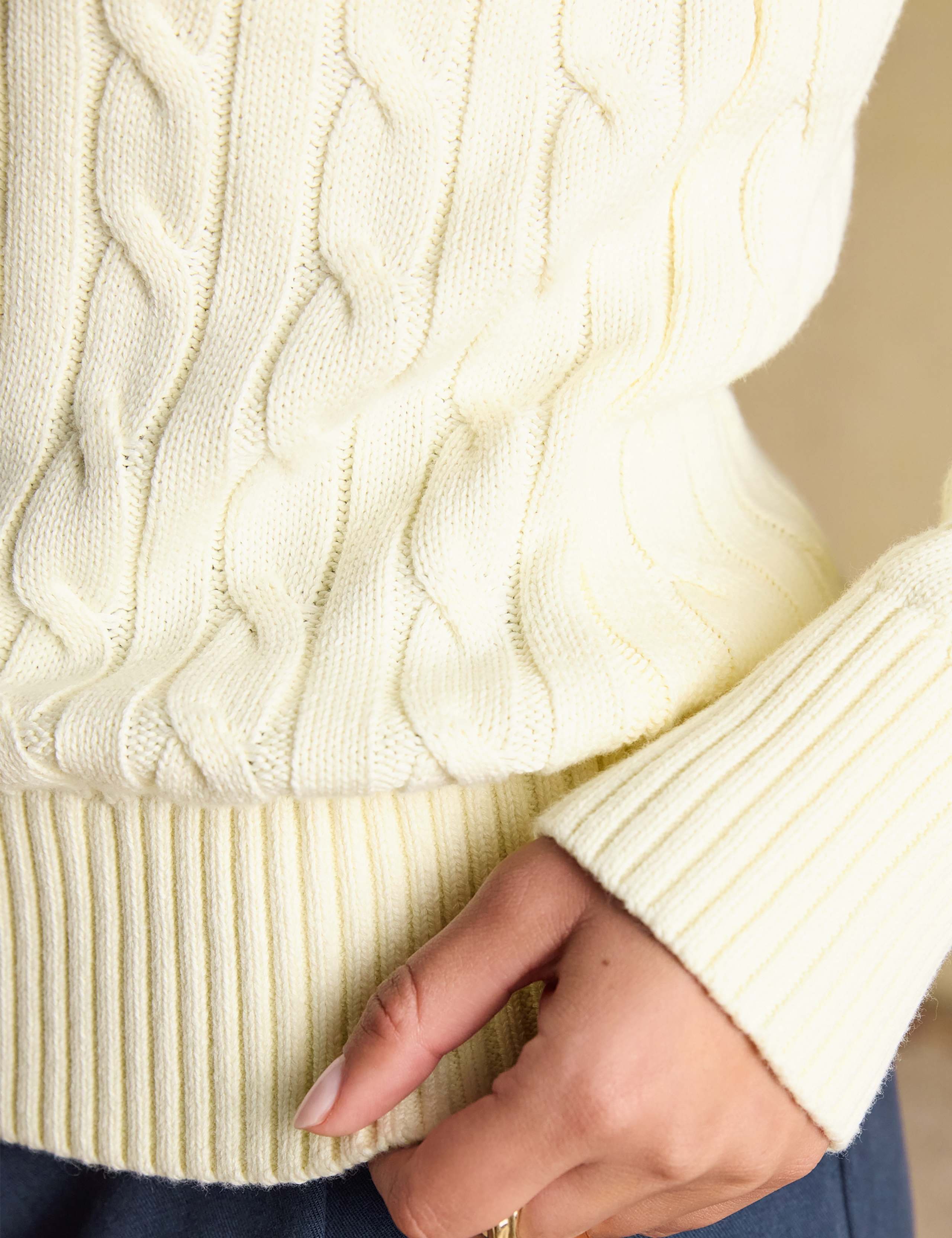 Pure Cotton Cable Knit V-Neck Jumper 5 of 8