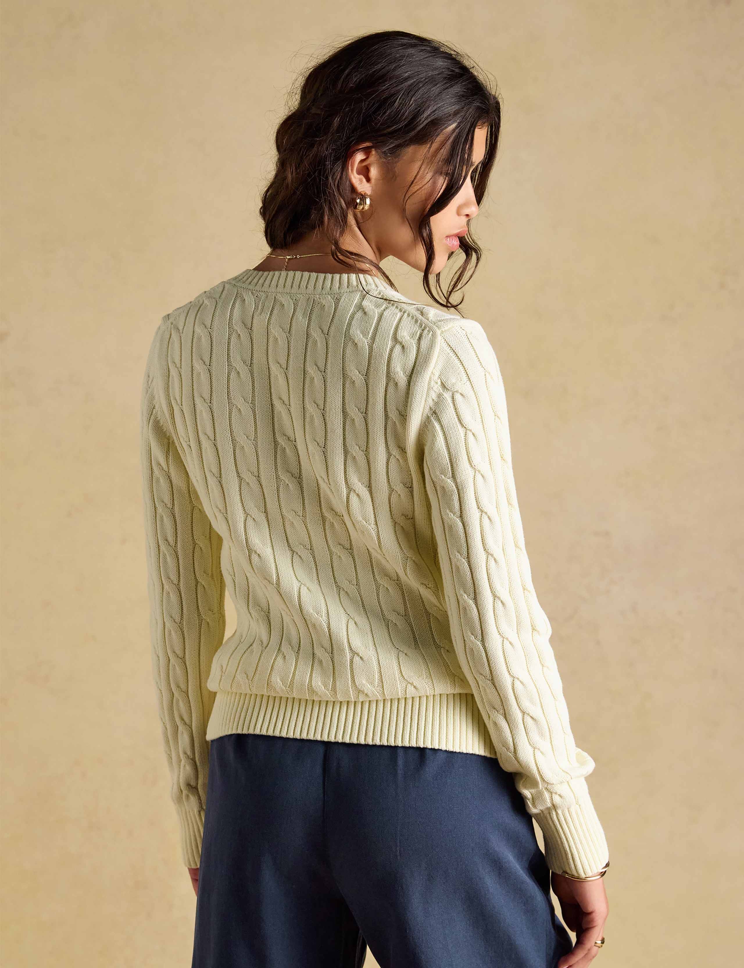 Pure Cotton Cable Knit V-Neck Jumper 6 of 8