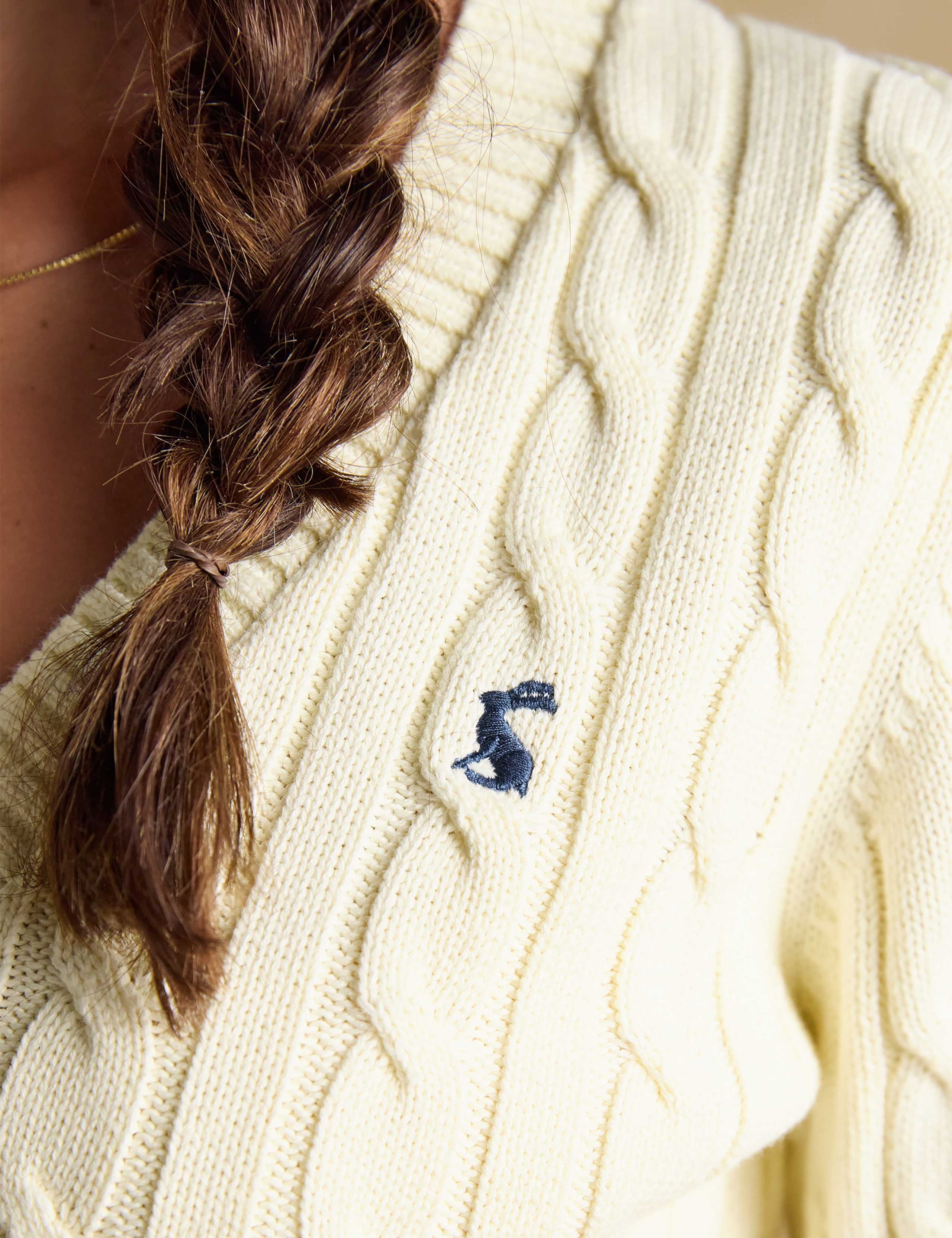 Pure Cotton Cable Knit V-Neck Jumper 8 of 8