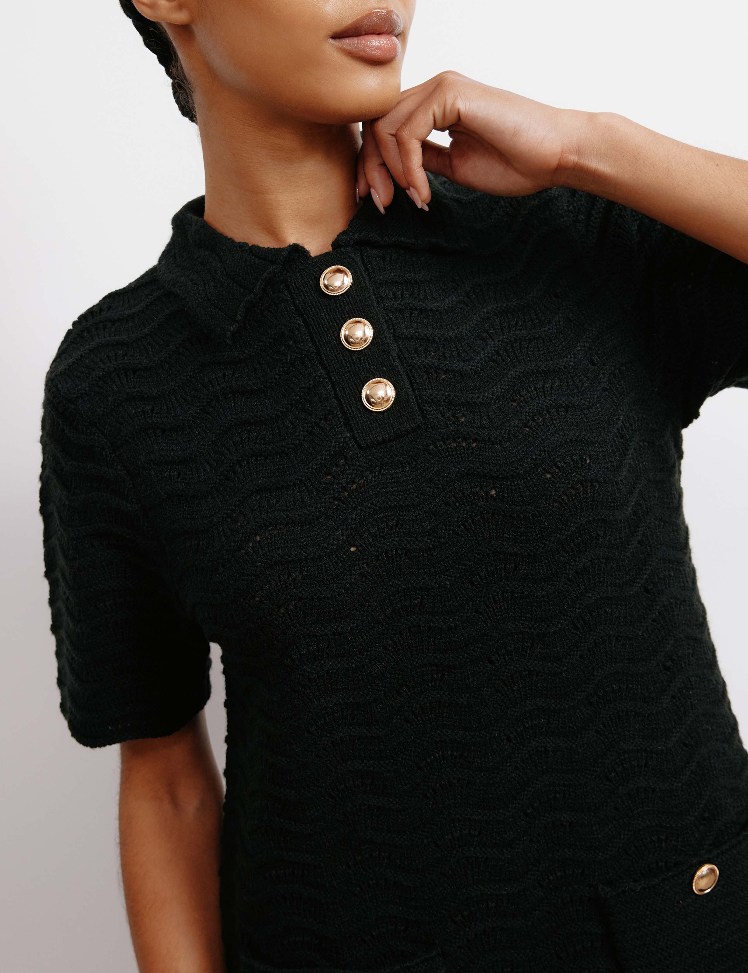 Textured Mini Shift Dress with Wool 3 of 4