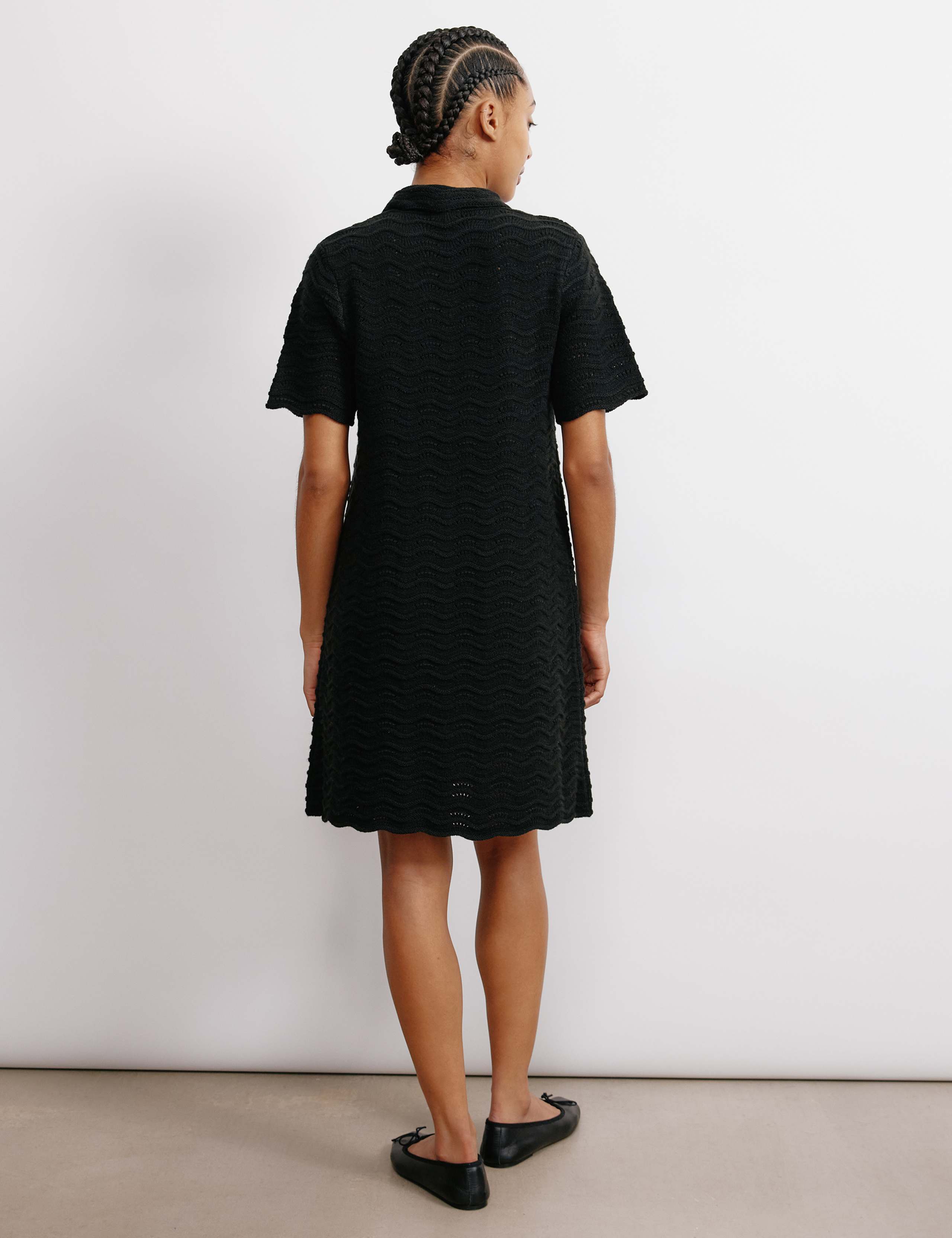 Textured Mini Shift Dress with Wool 4 of 4