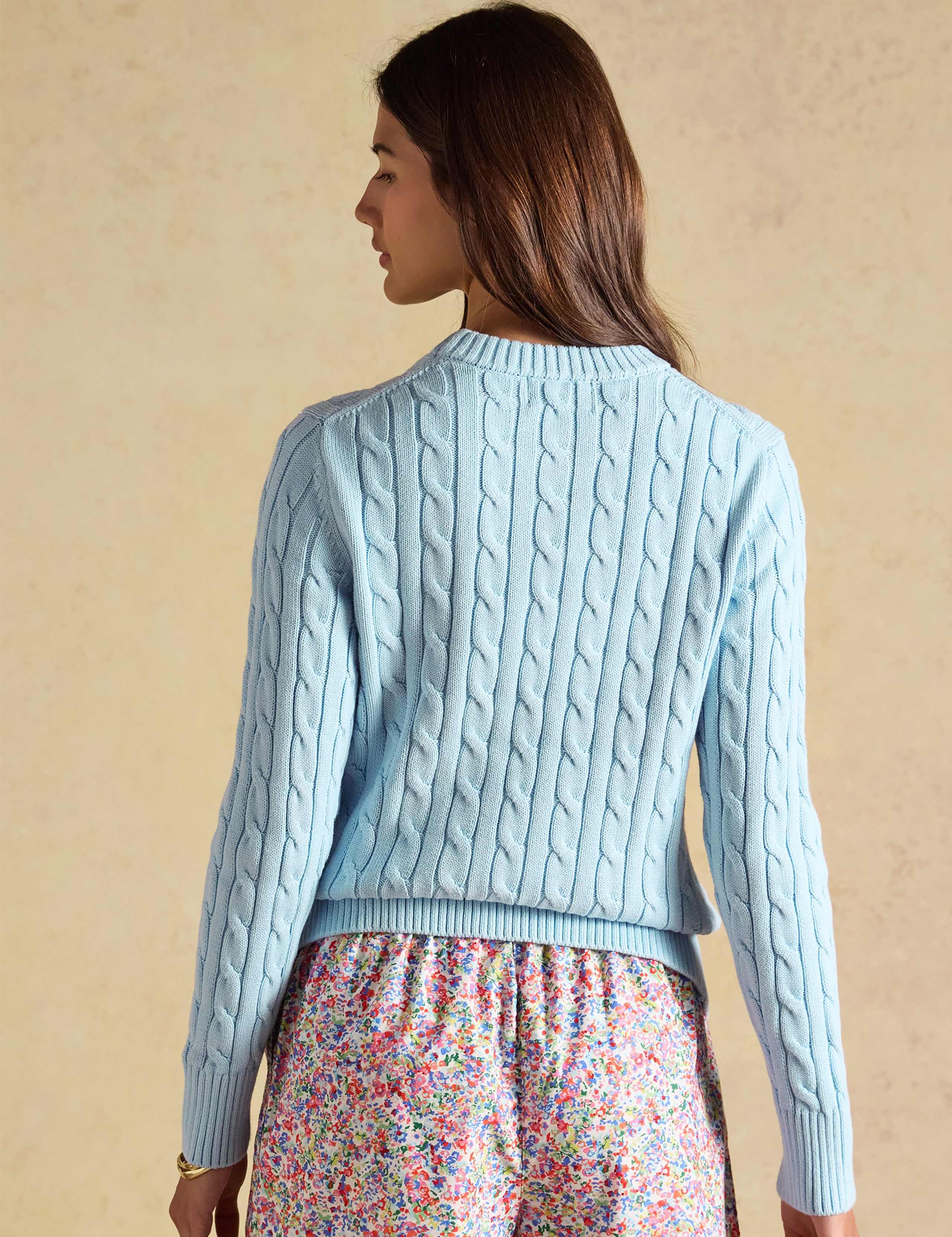 Pure Cotton Cable Knit Crew Neck Jumper 3 of 8