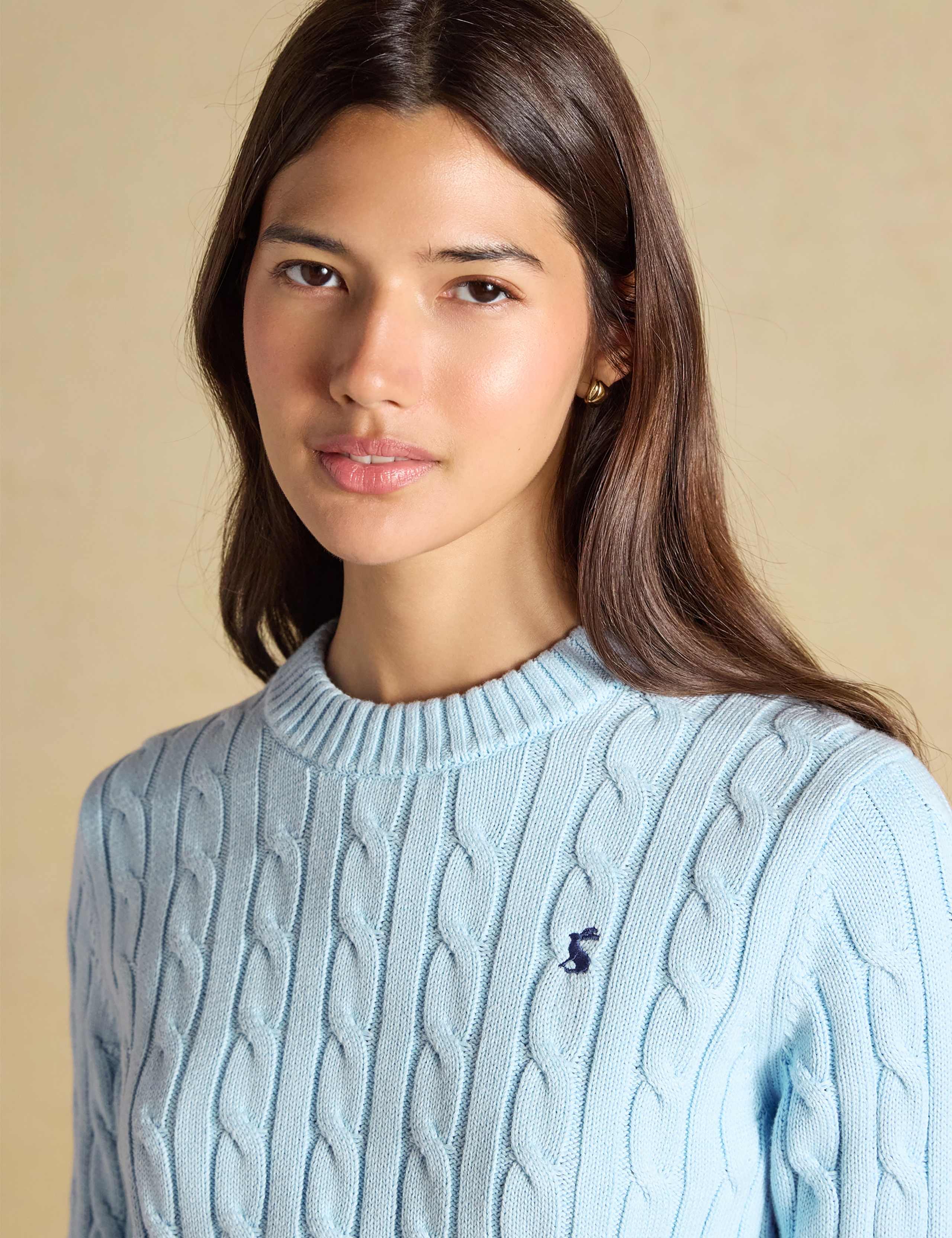 Pure Cotton Cable Knit Crew Neck Jumper 5 of 8