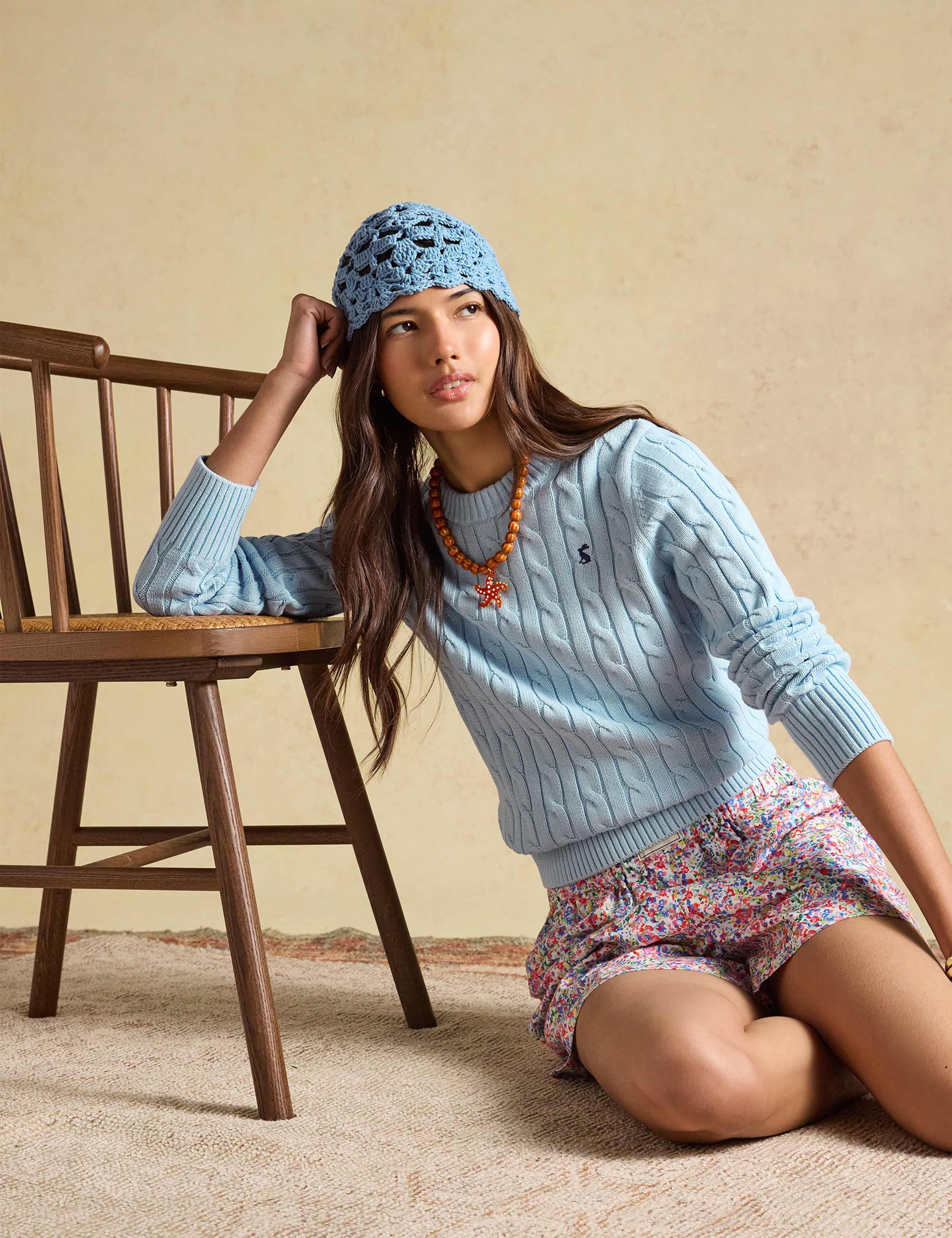 Pure Cotton Cable Knit Crew Neck Jumper 7 of 8