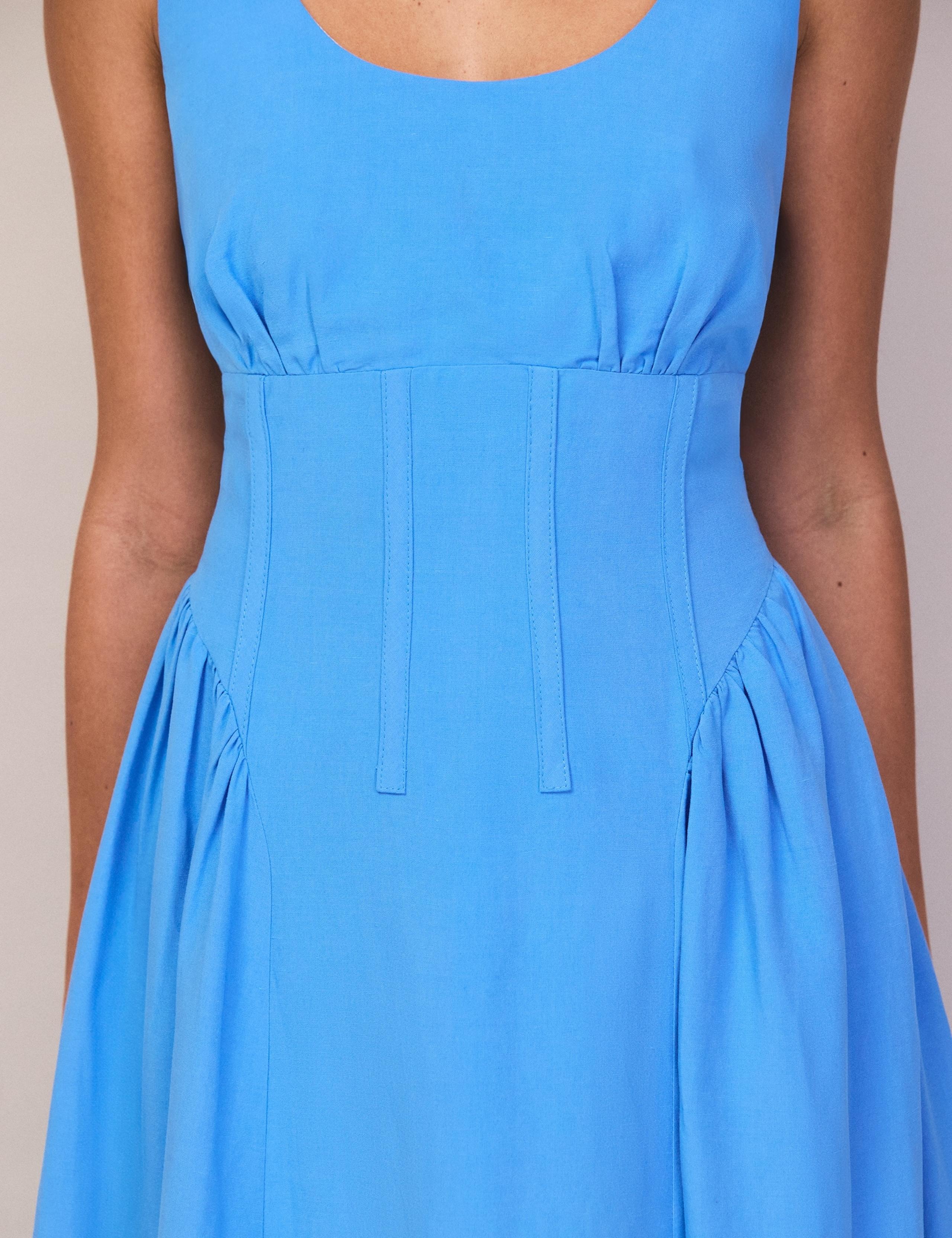 Scoop Neck Midaxi Skater Dress with Linen 5 of 5