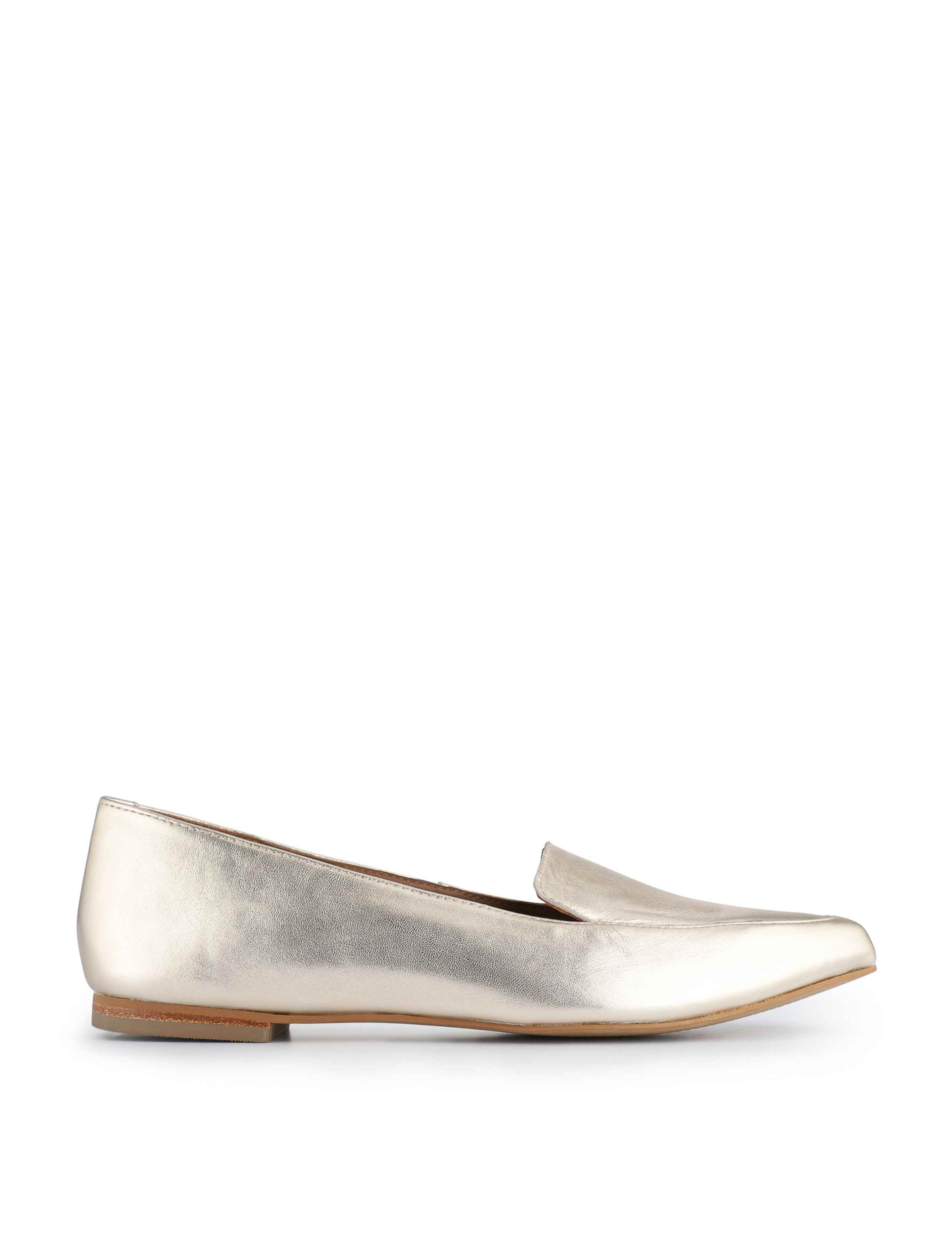 Leather Metallic Block Heel Pointed Loafers 1 of 6