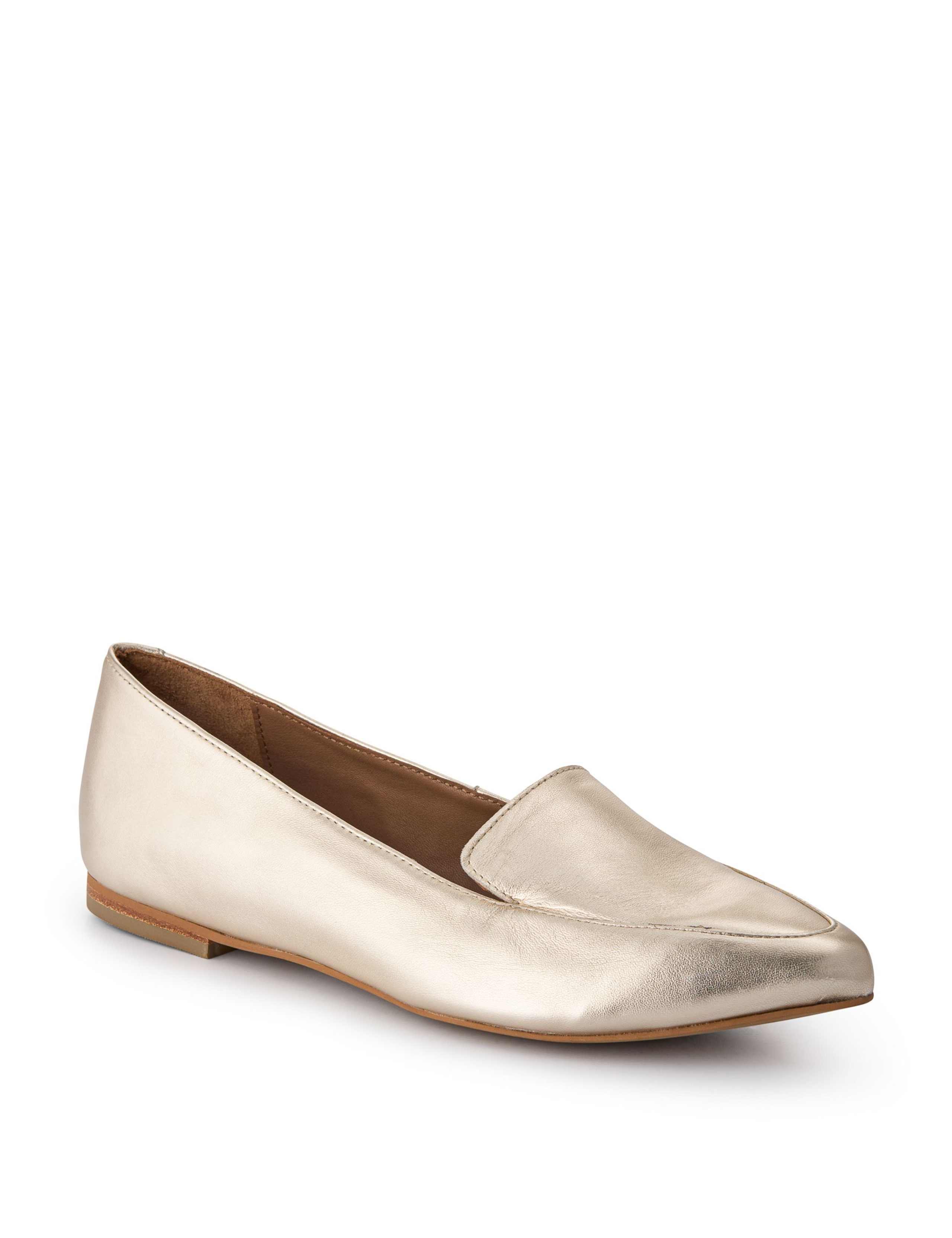 Leather Metallic Block Heel Pointed Loafers 3 of 6