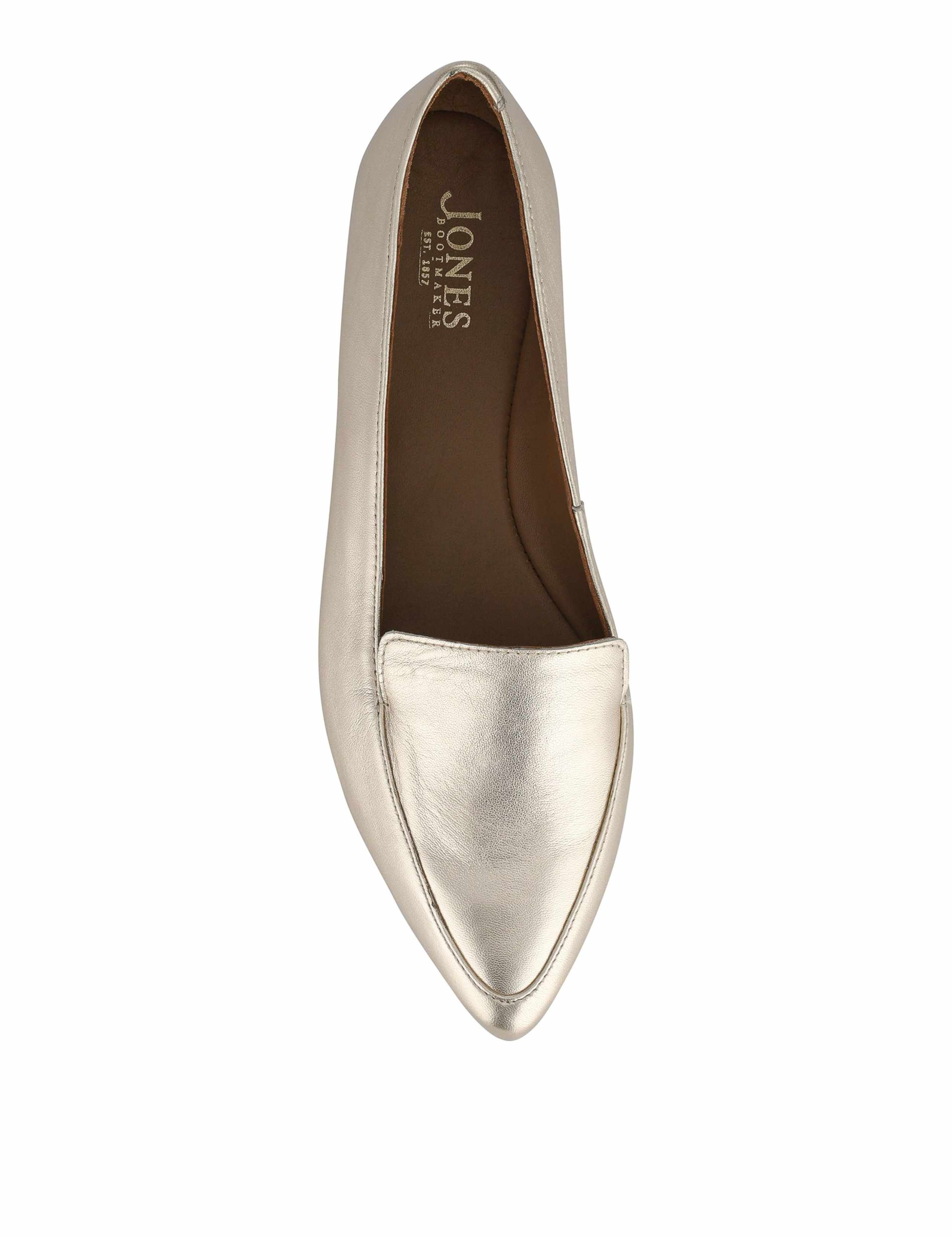 Leather Metallic Block Heel Pointed Loafers 4 of 6