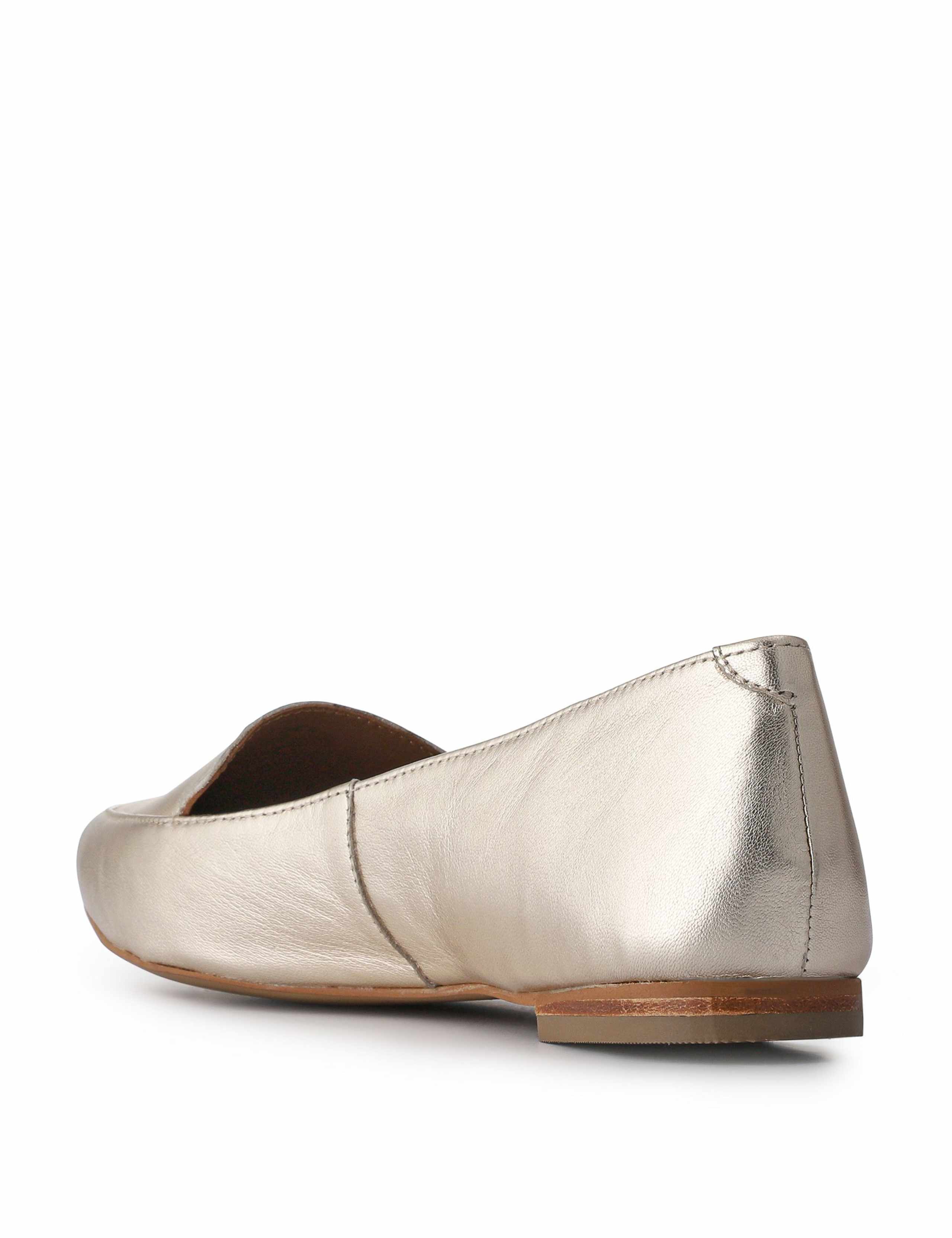 Leather Metallic Block Heel Pointed Loafers 5 of 6