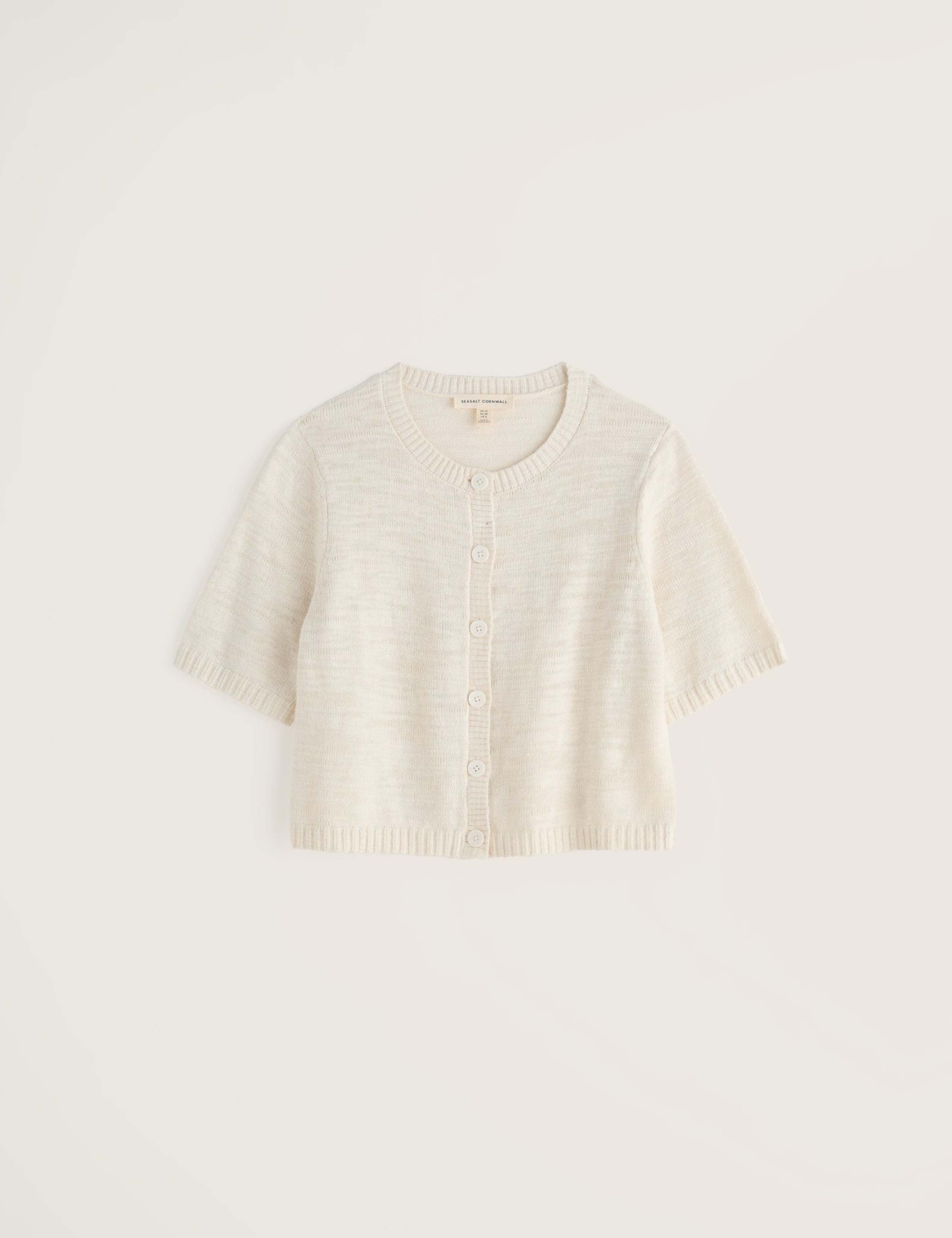 Cotton Rich Relaxed Cardigan with Linen 2 of 5