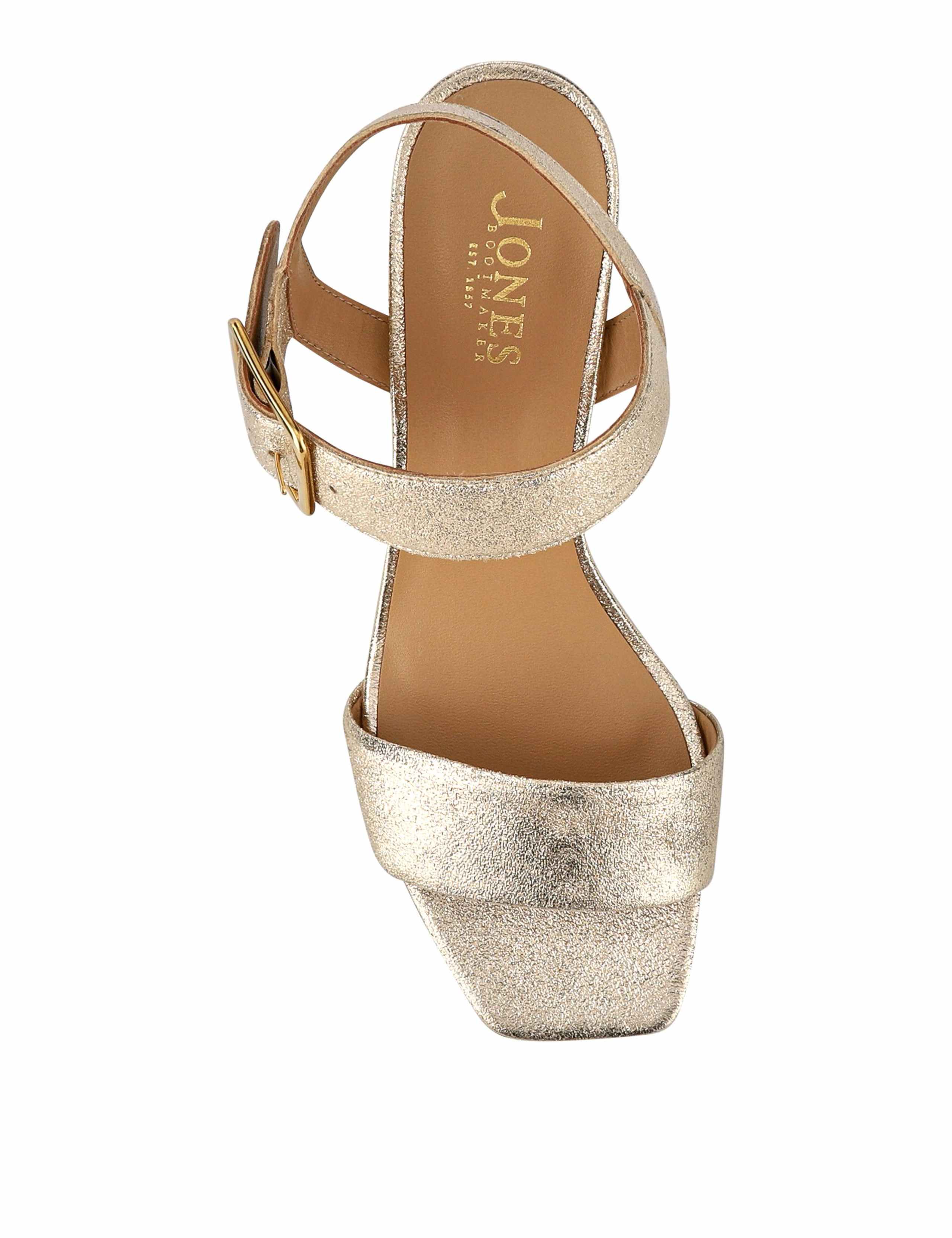 Leather Metallic Buckle Block Heel Sandals 5 of 6