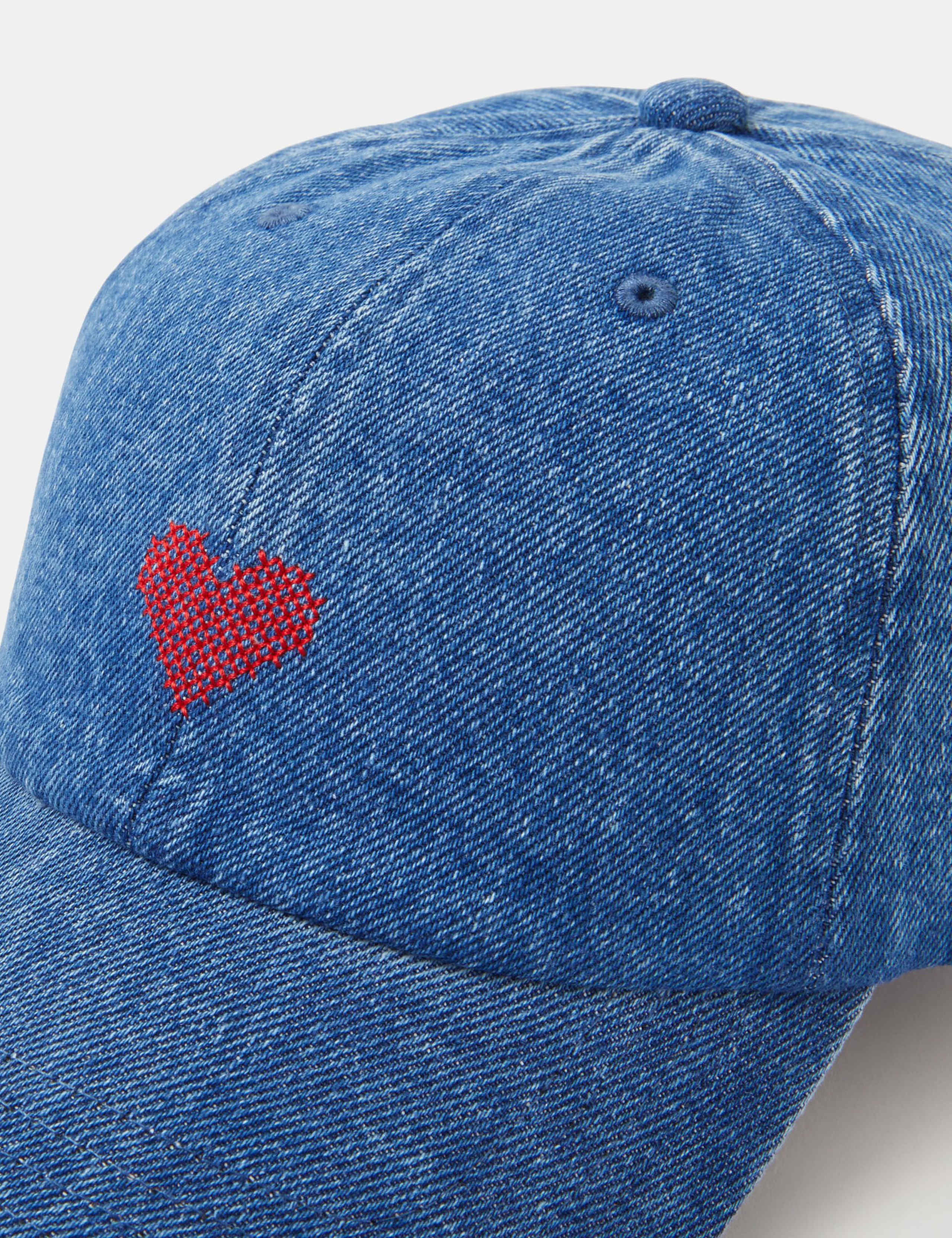 Denim Tapestry Heart Baseball Cap 3 of 3