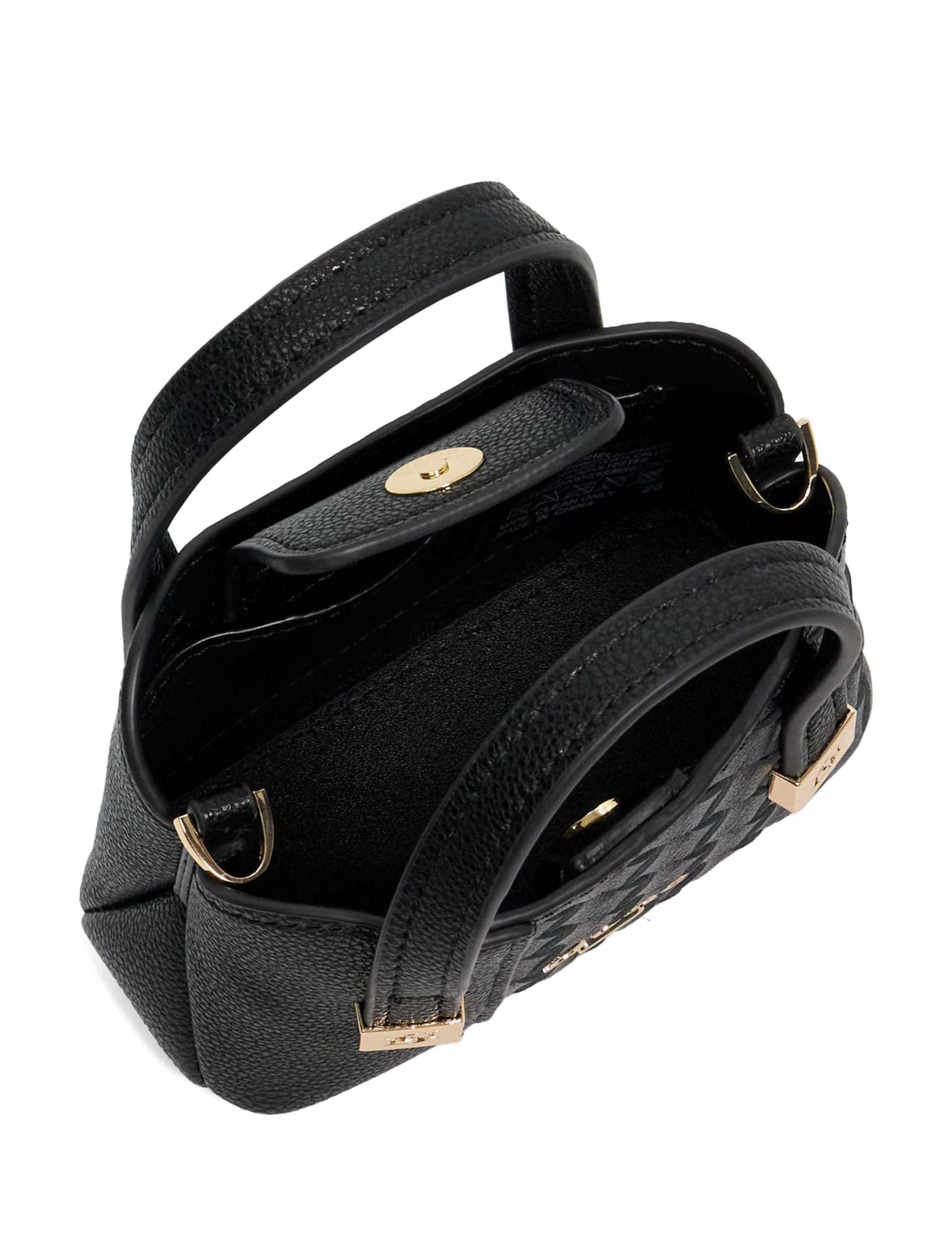 Faux Leather Woven Charm Tote Bag 2 of 4