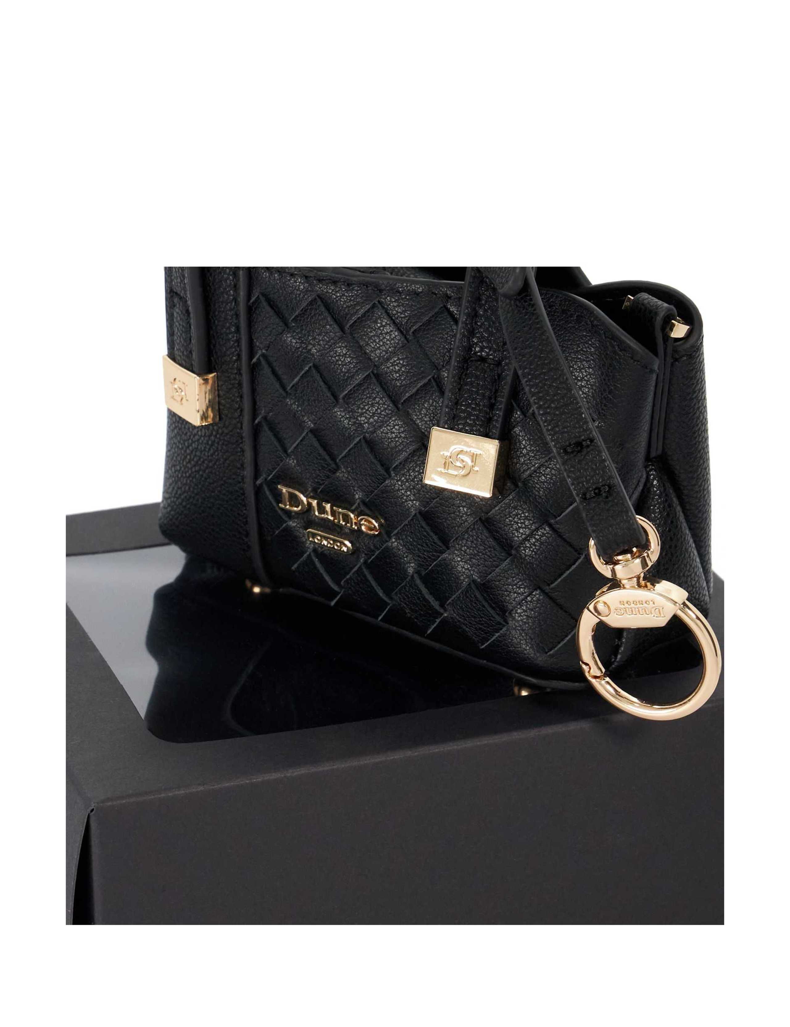 Faux Leather Woven Charm Tote Bag 3 of 4