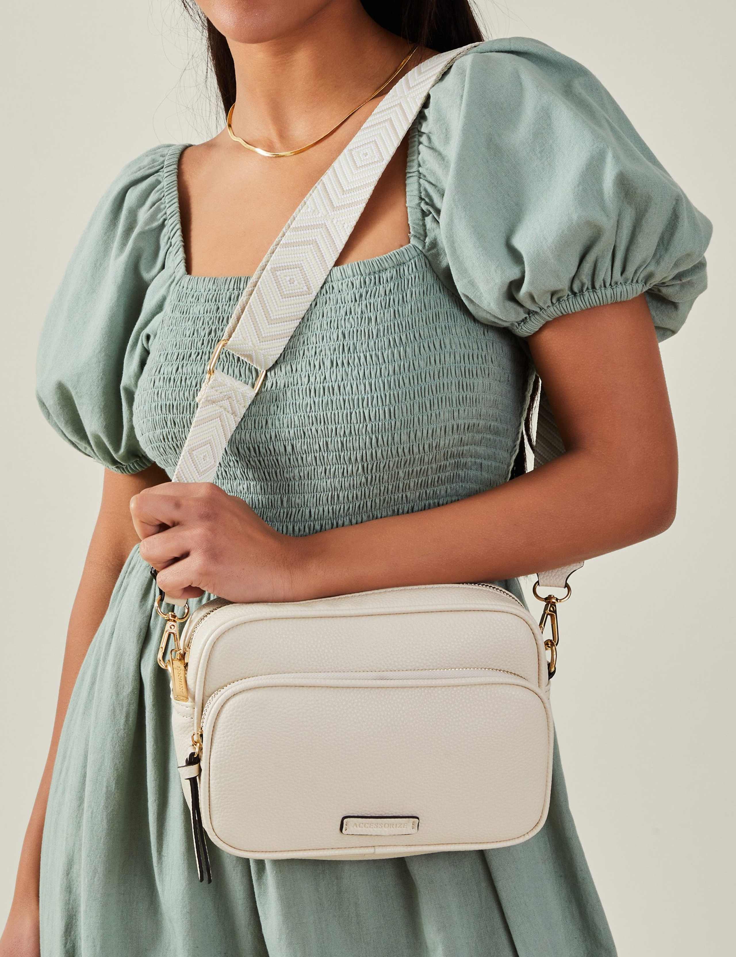 Faux Leather Double Zip Cross Body Camera Bag 2 of 5