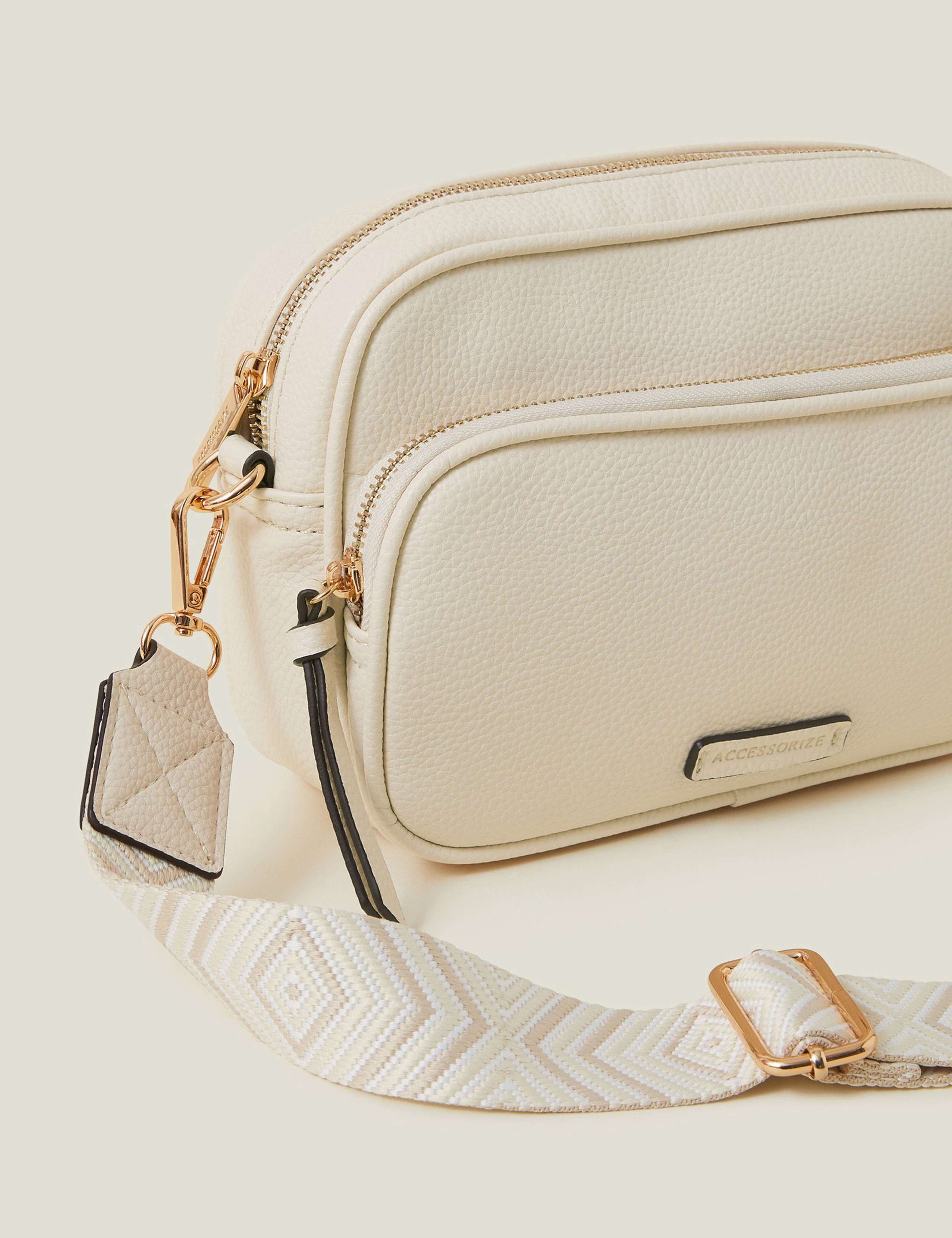 Faux Leather Double Zip Cross Body Camera Bag 4 of 5