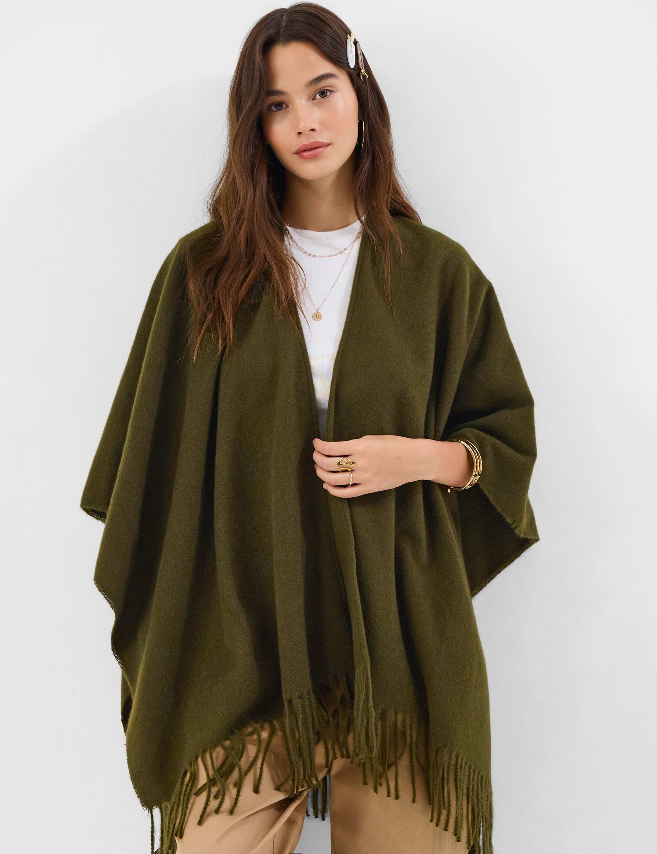 Fringed Knitted Poncho 2 of 4