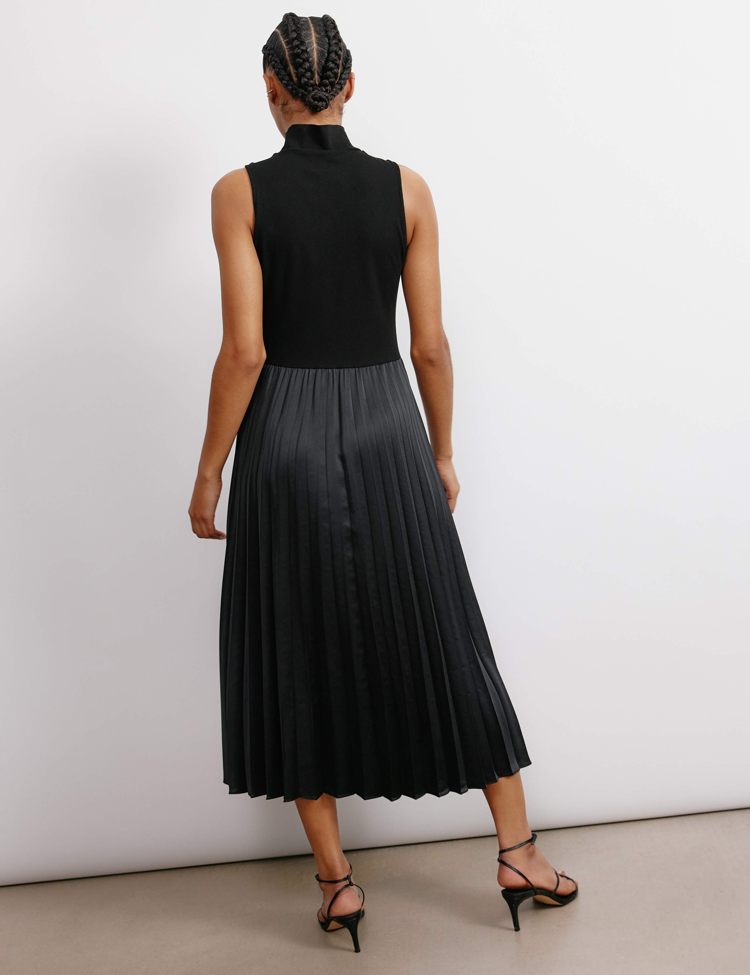 High Neck Pleated Midi Skater Dress 5 of 5