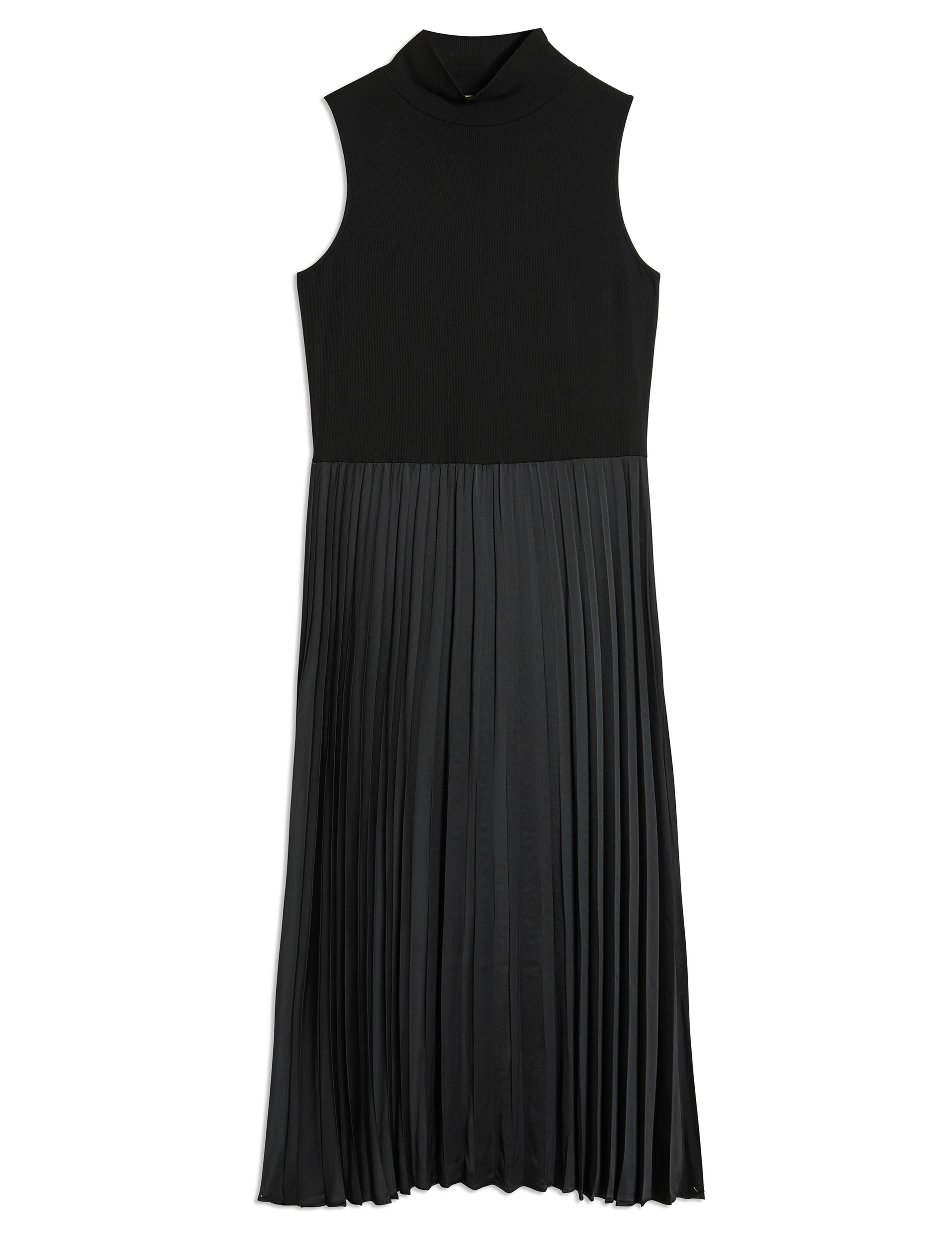 High Neck Pleated Midi Skater Dress 2 of 5