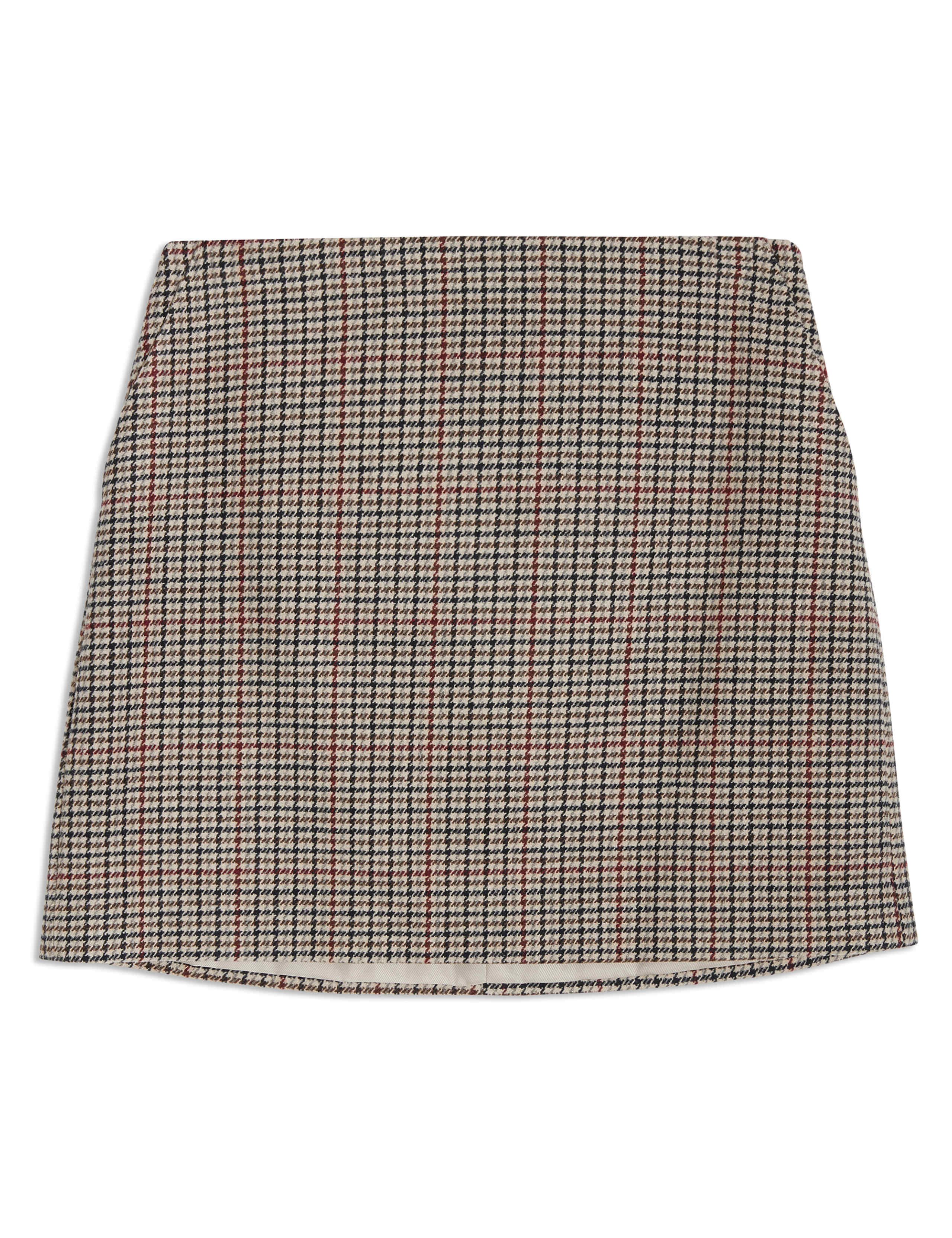 Checked Mini Pencil Skirt with Wool 2 of 6