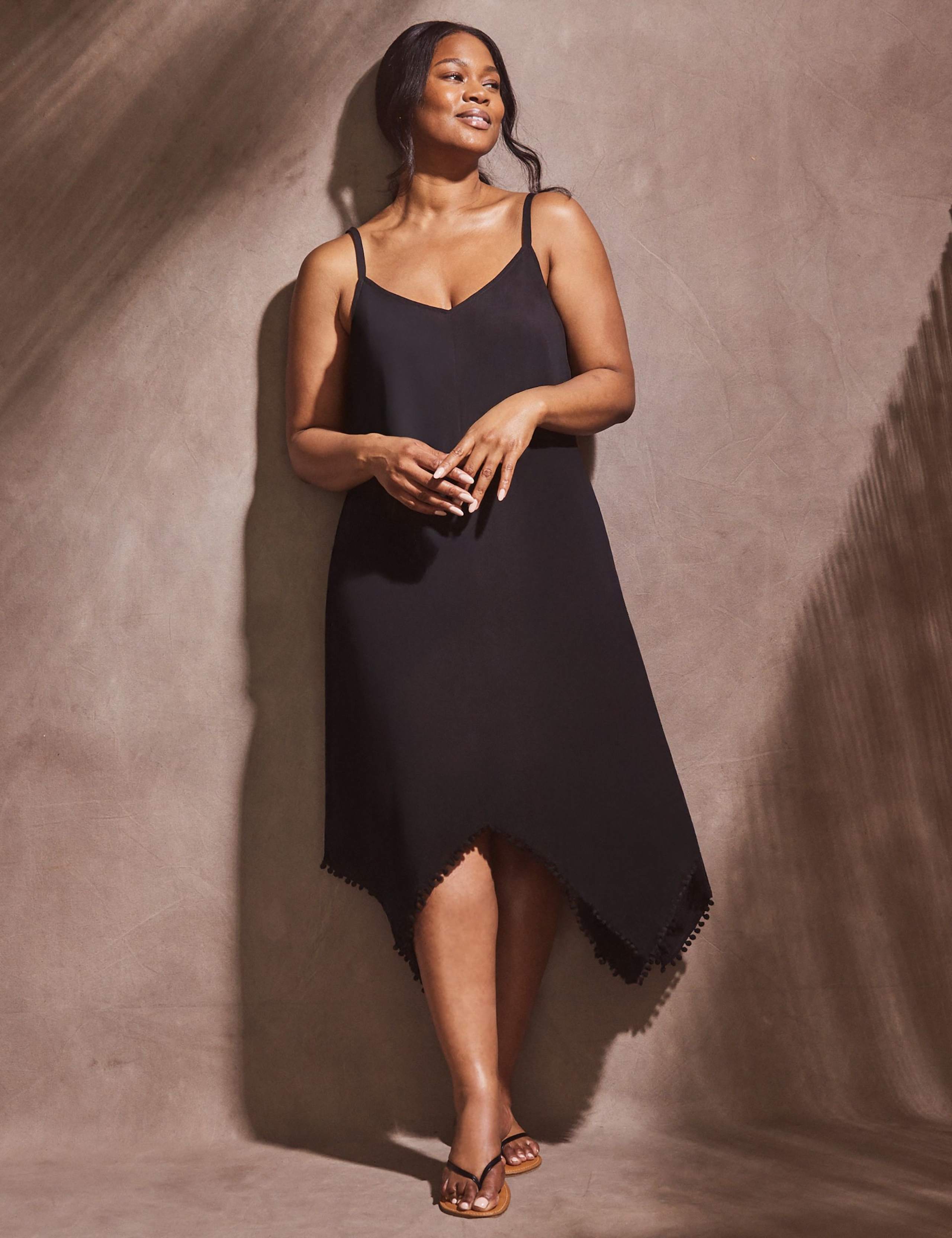 Pom Pom Handkerchief Hem Midaxi Slip Dress 3 of 4