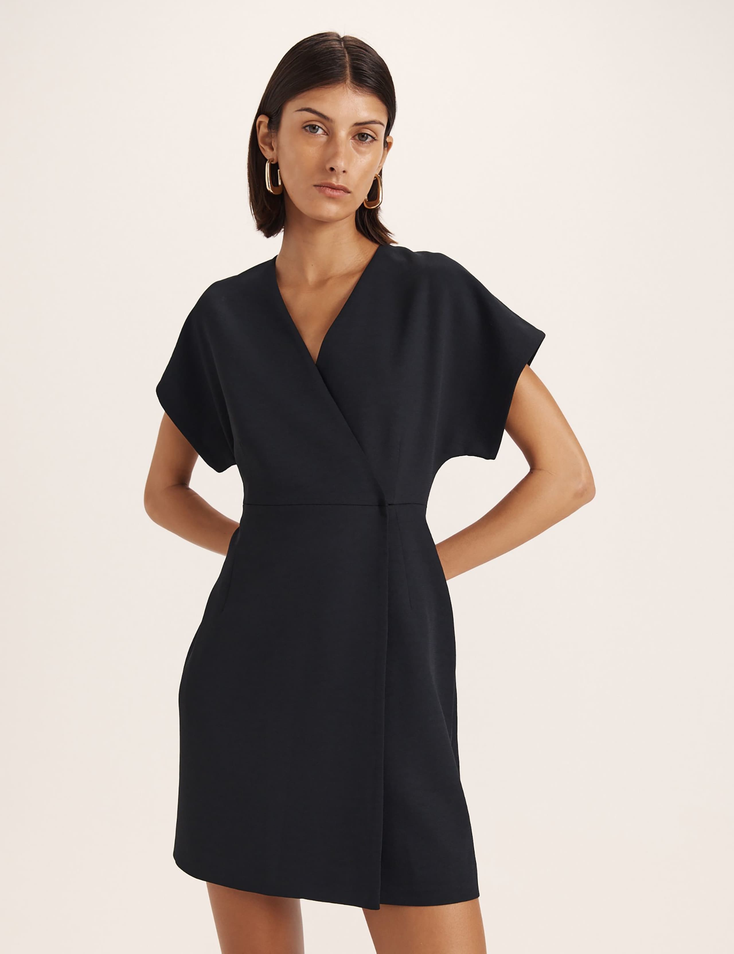 Textured V-Neck Mini Wrap Dress 6 of 7