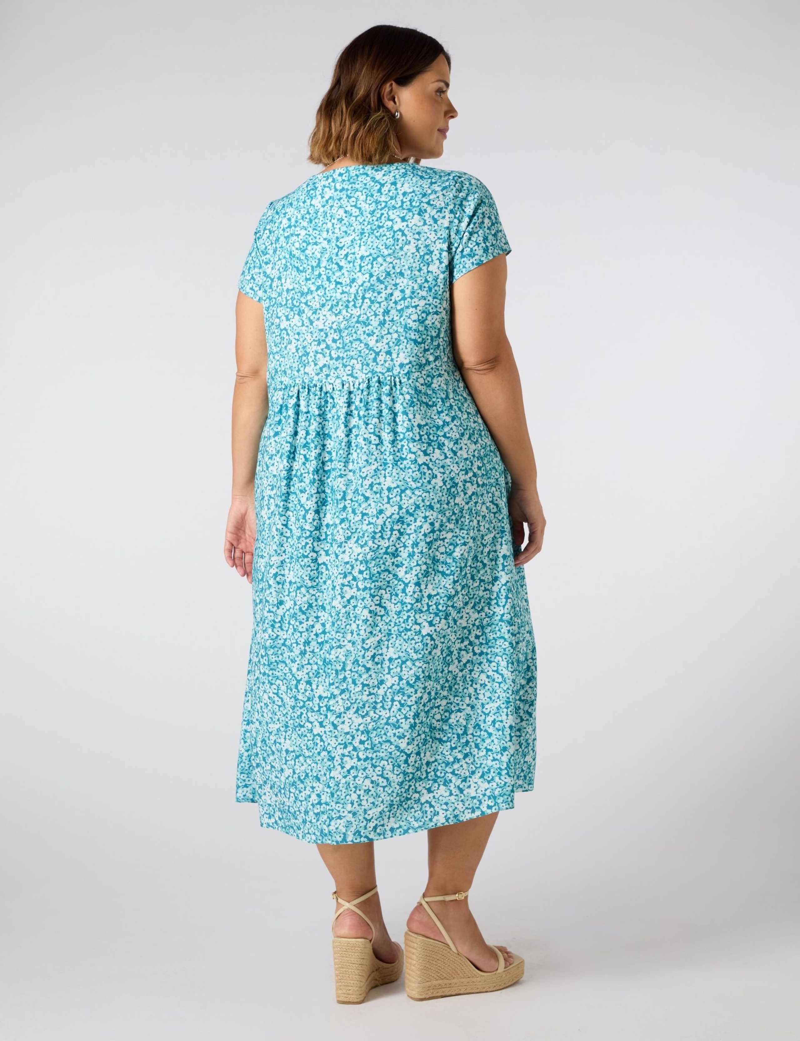 Ditsy Floral V-Neck Midi Waisted Dress 2 of 3