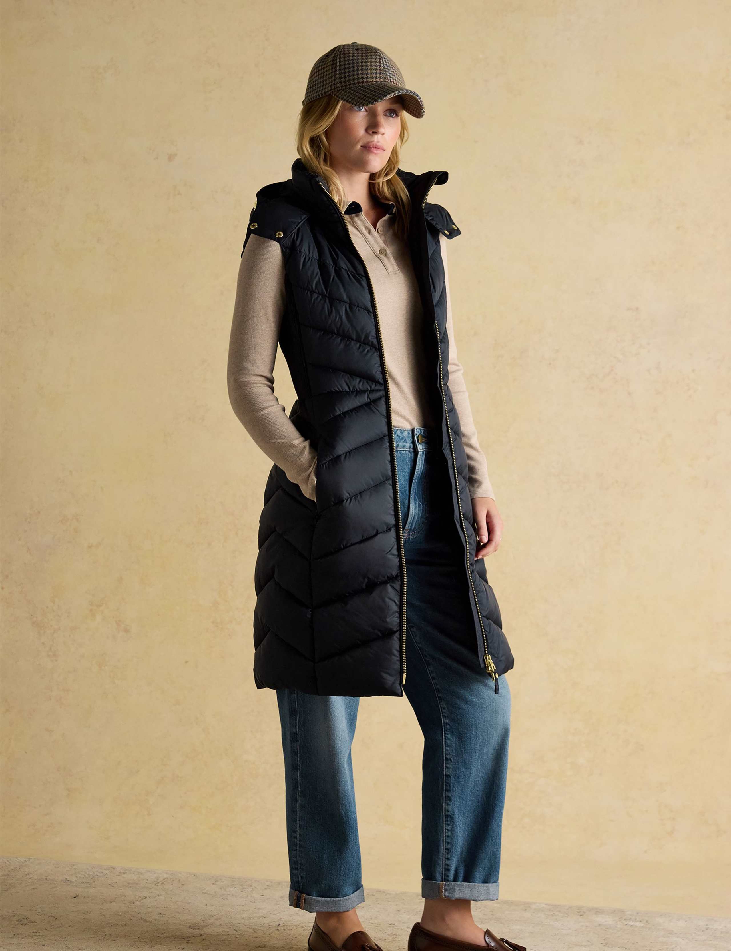 Padded Hooded Longline Gilet 1 of 11