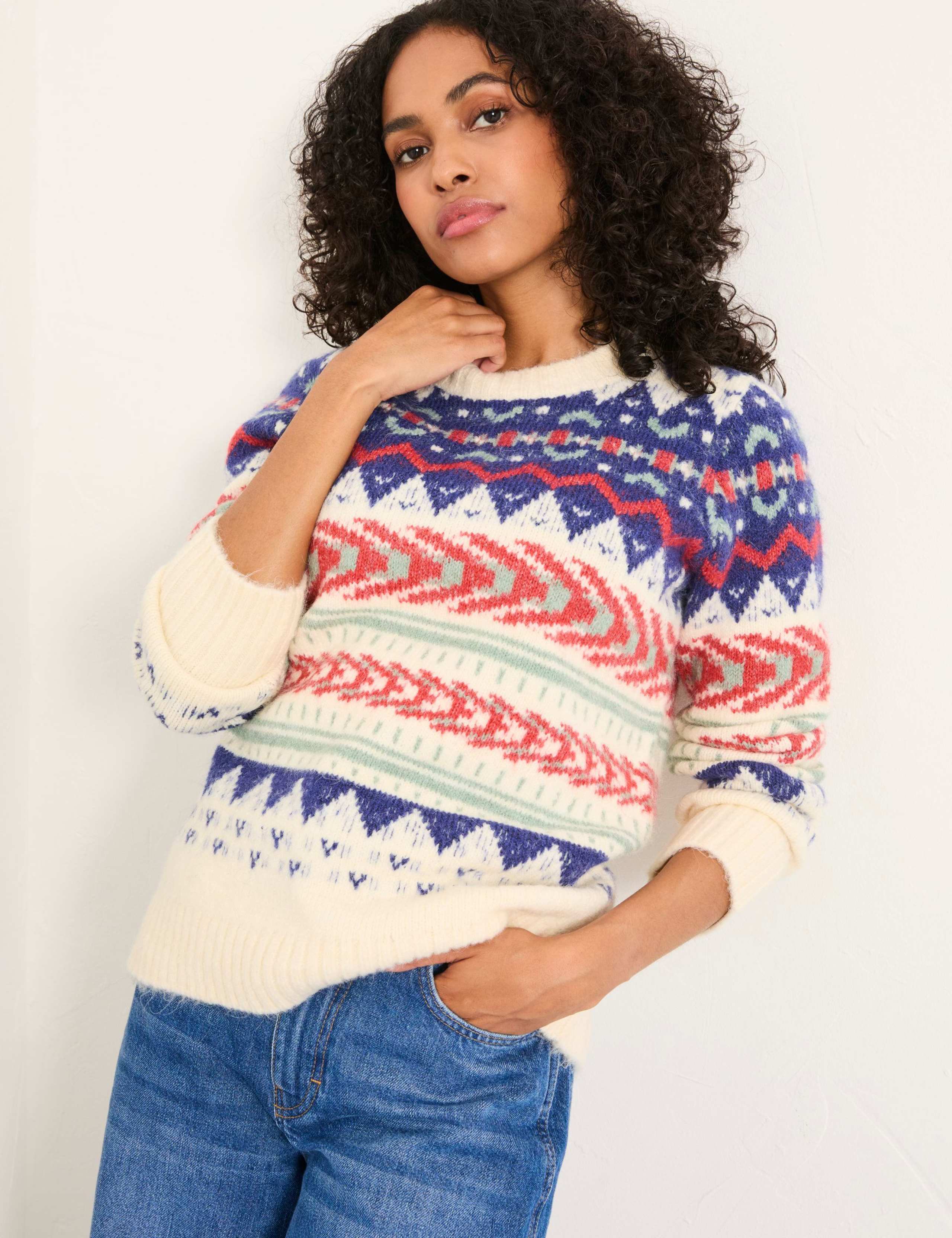 Fair Isle Crew Neck Jumper with Wool 1 of 5