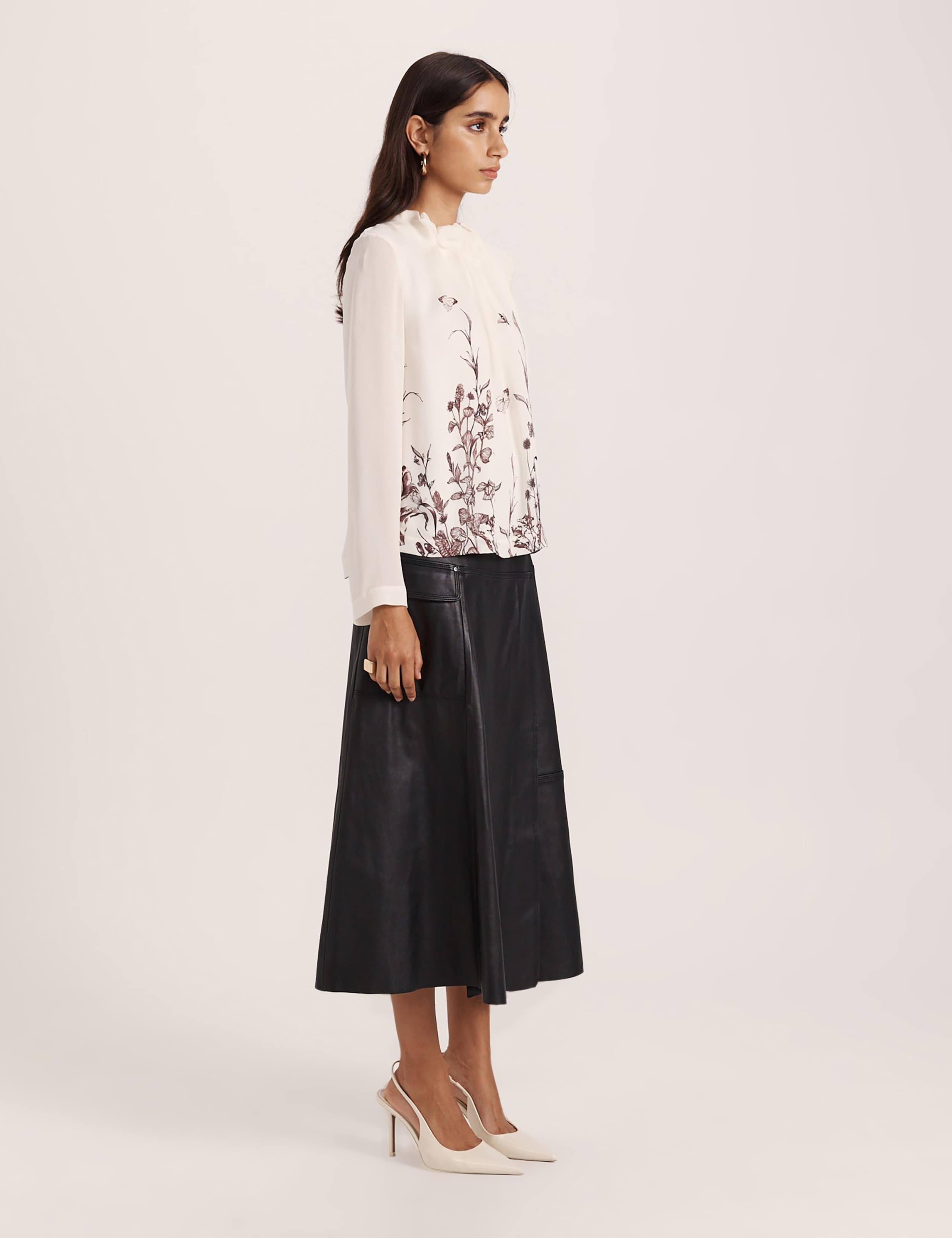 Pure Silk Floral High Neck Blouse 3 of 6