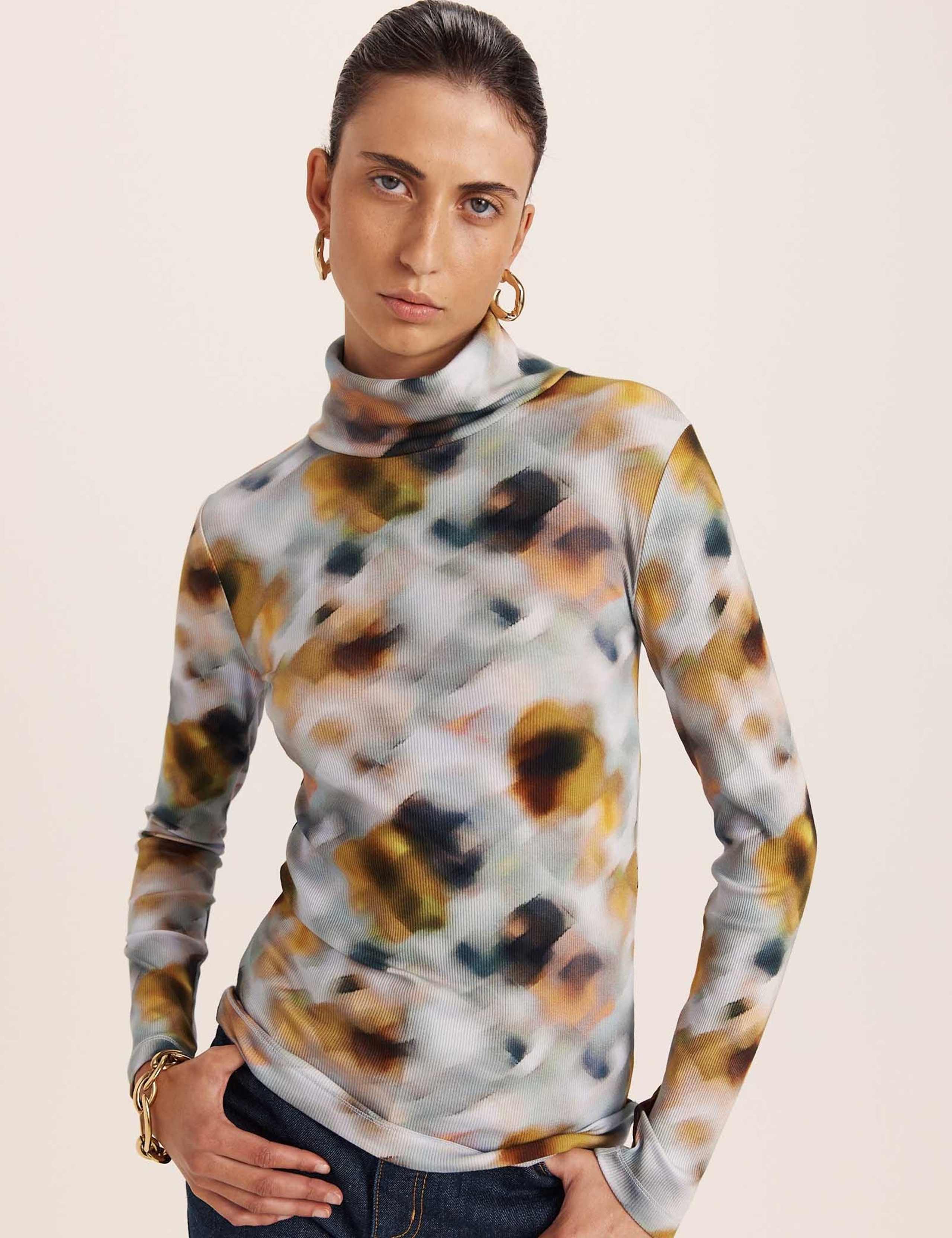 Floral Roll Neck Regular Fit Top 1 of 7