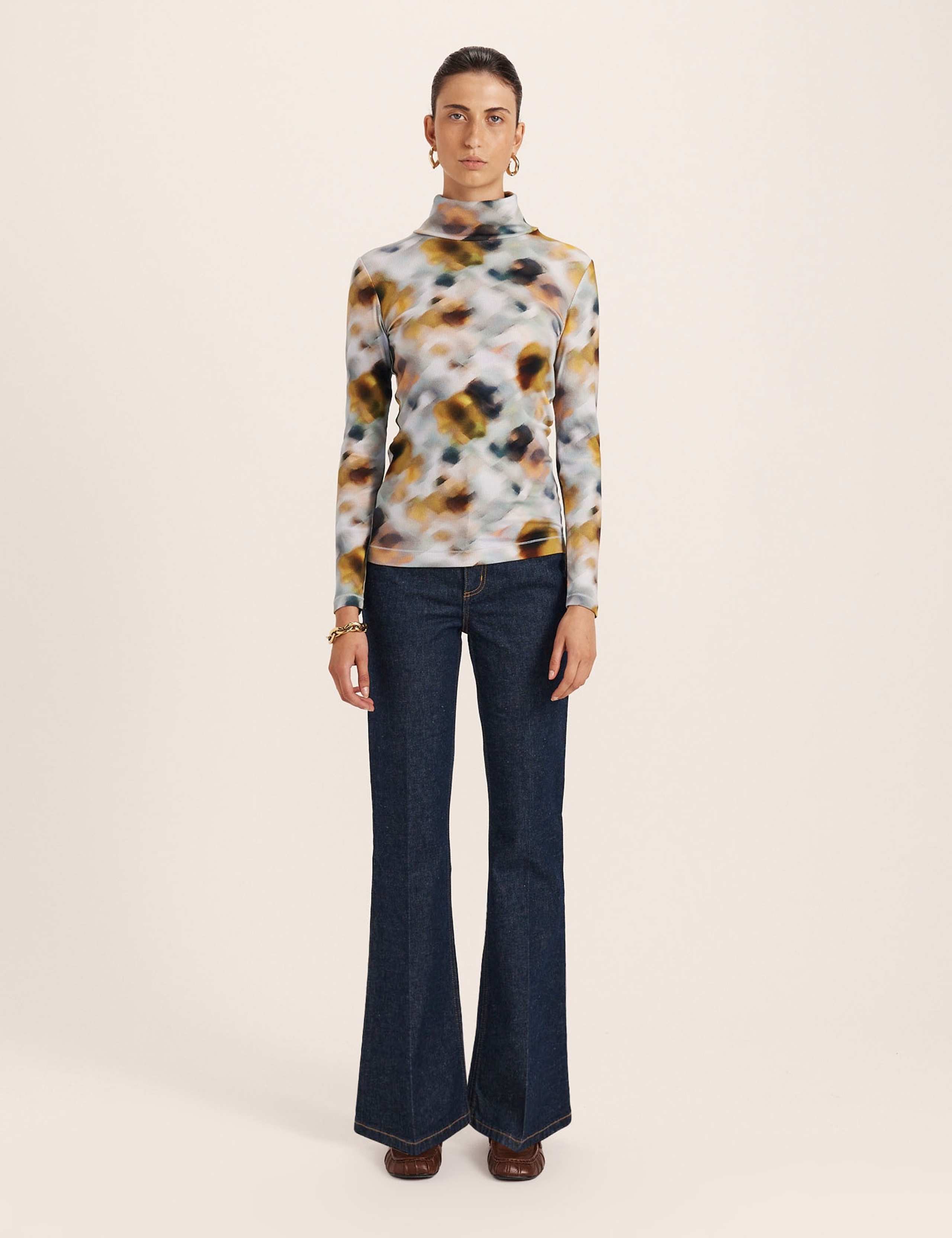 Floral Roll Neck Regular Fit Top 3 of 7