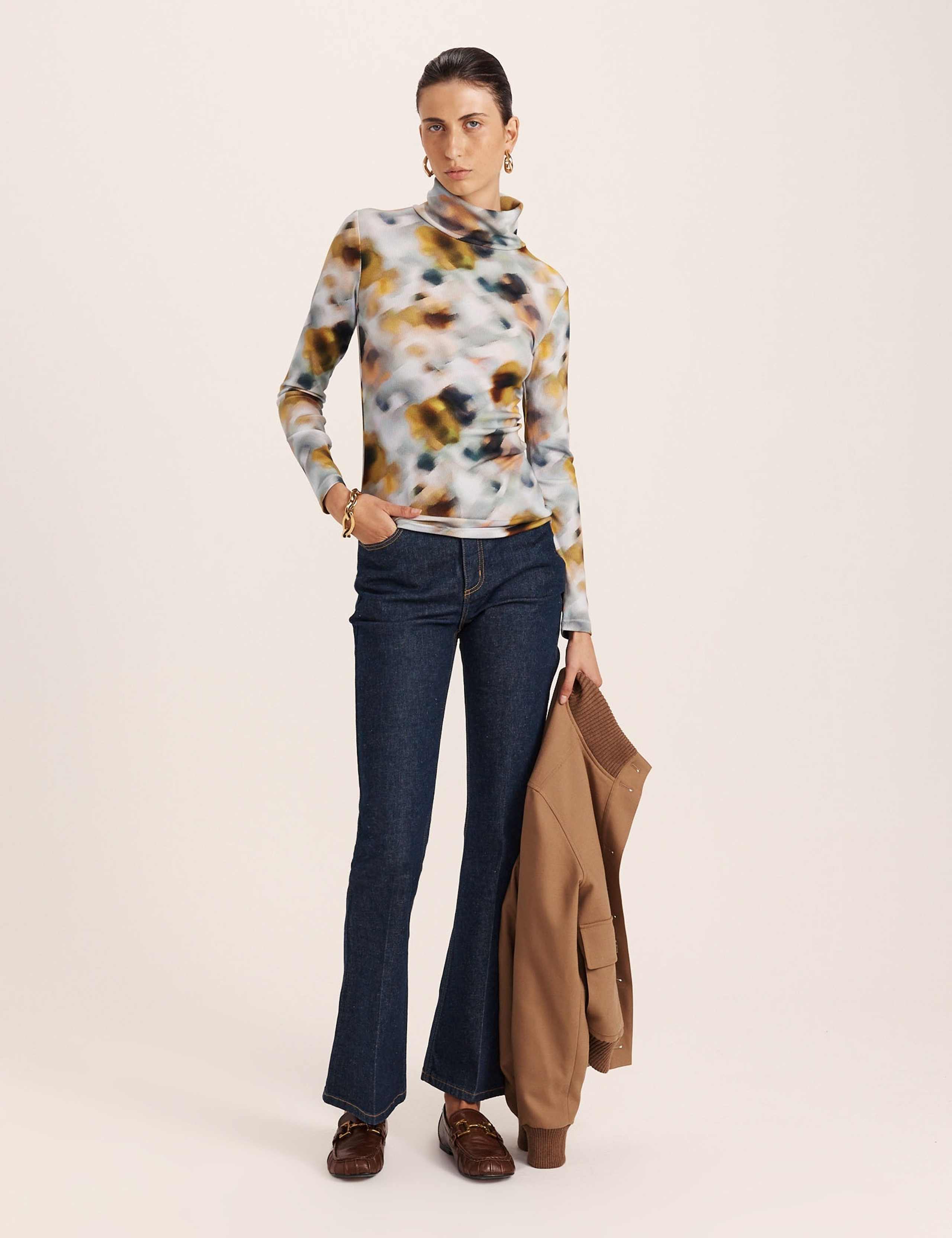 Floral Roll Neck Regular Fit Top 4 of 7