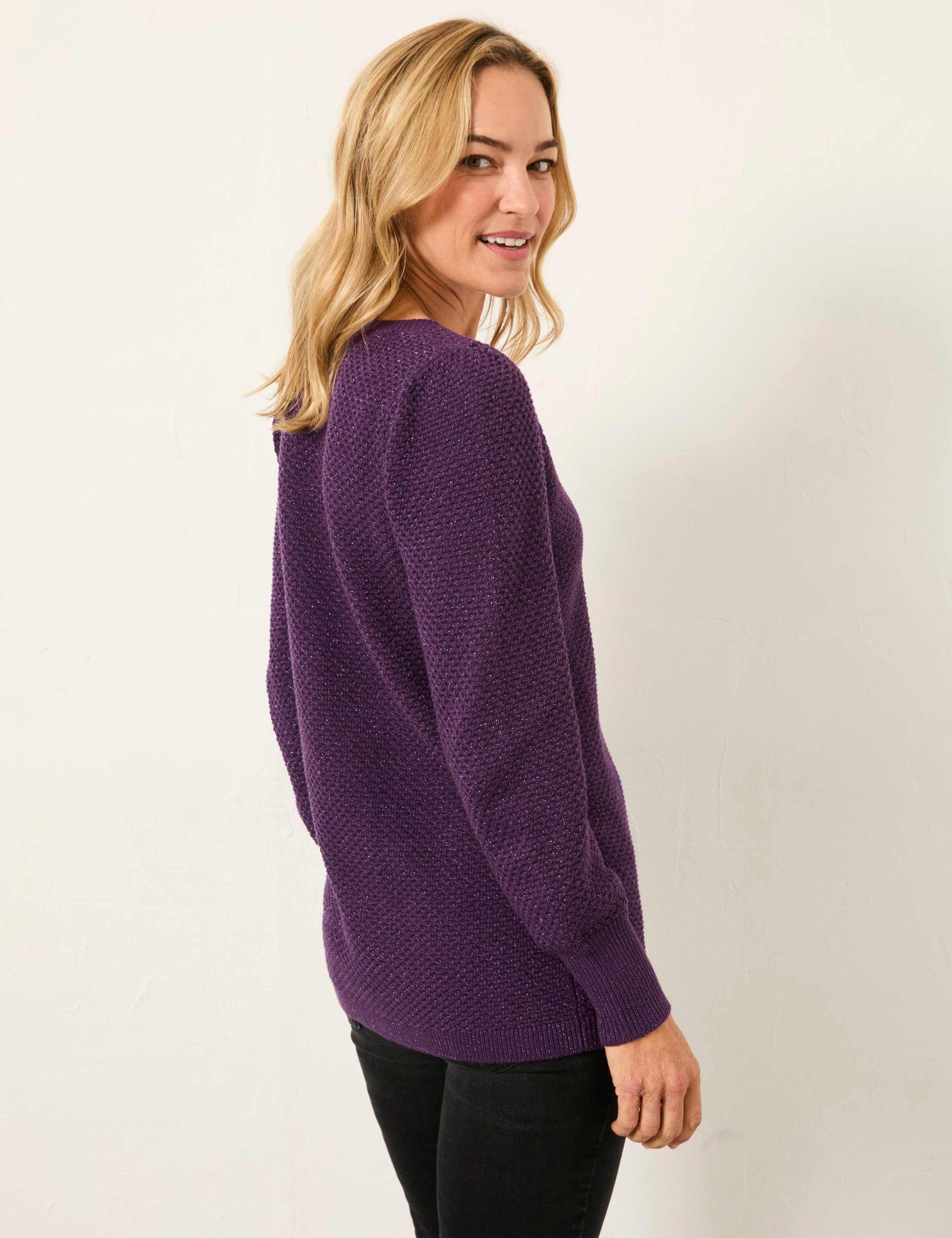 Cotton Rich Sparkly V-Neck Jumper 6 of 6