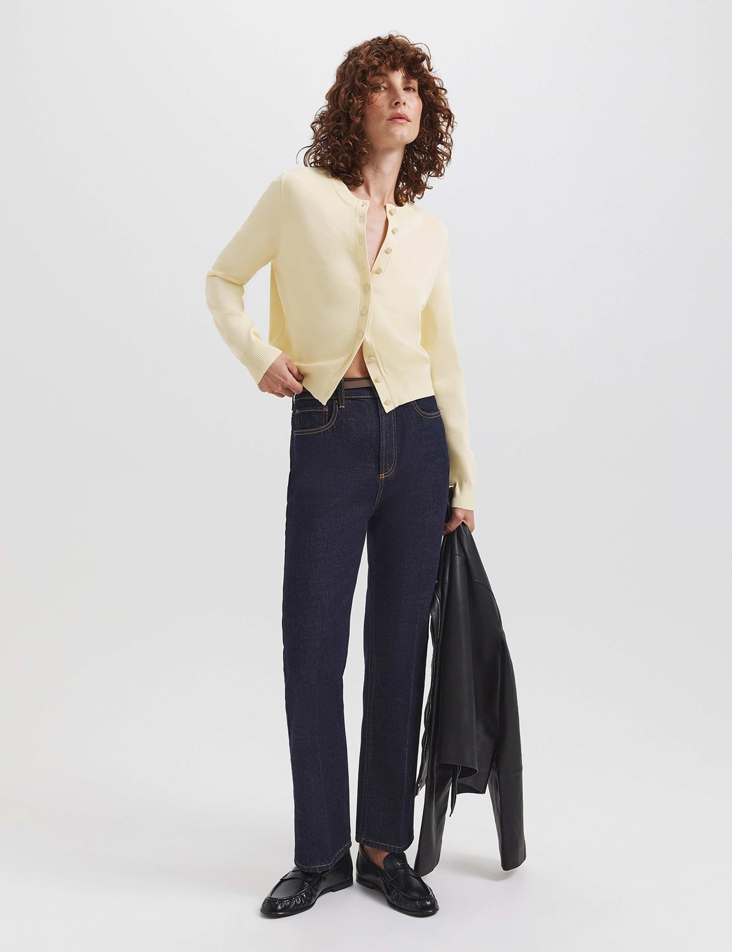 High Waisted Button Front Slim Fit Cropped Jeans 3 of 7