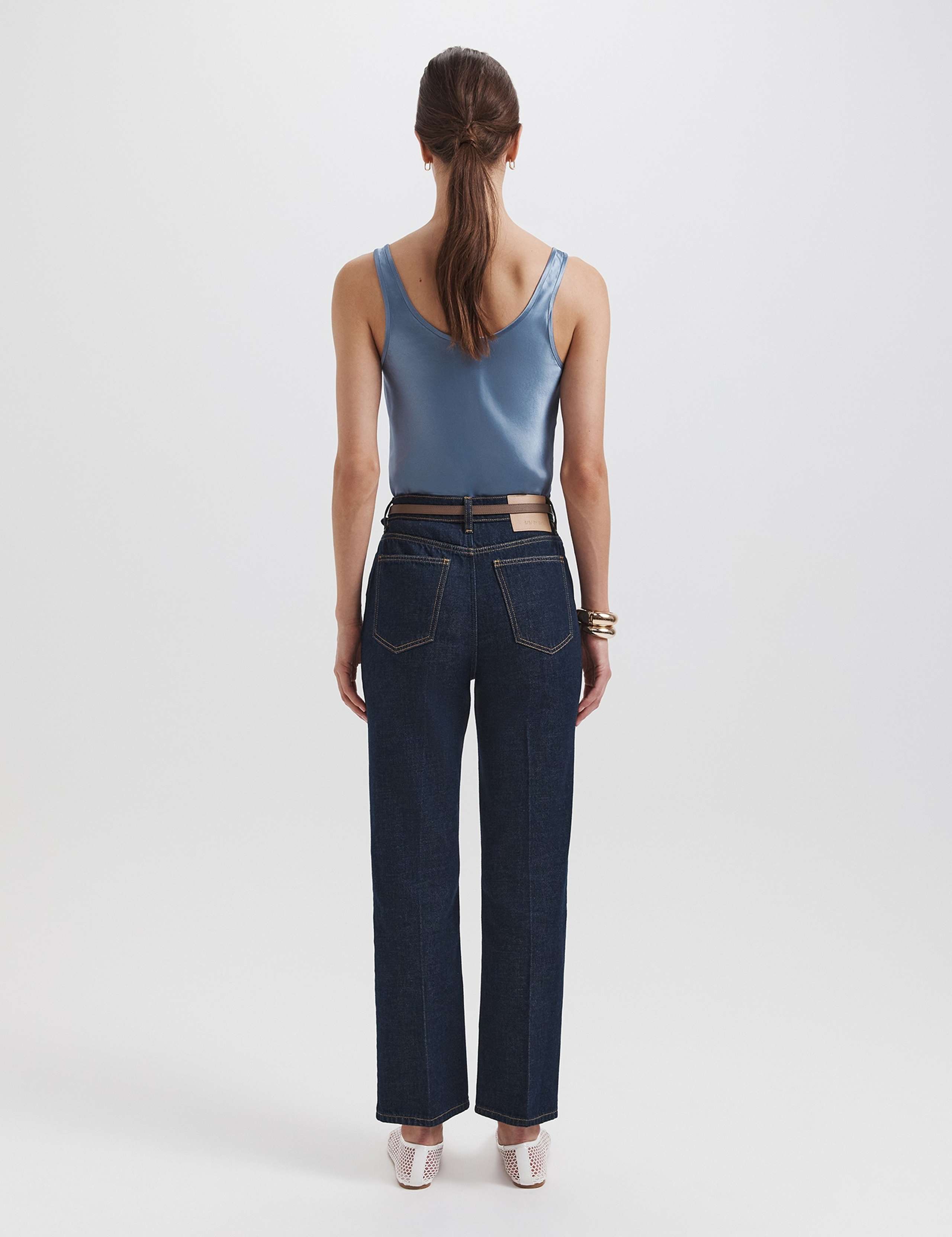 High Waisted Button Front Slim Fit Cropped Jeans 6 of 7