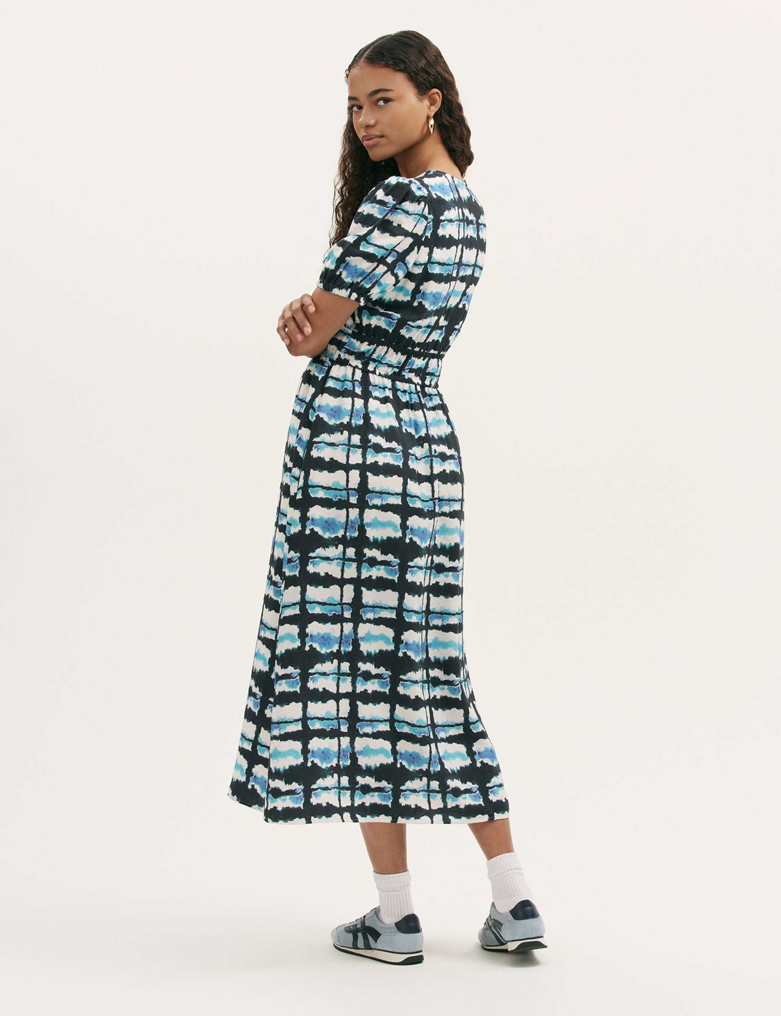 Tie Dye V-Neck Midi Waisted Dress 2 of 4