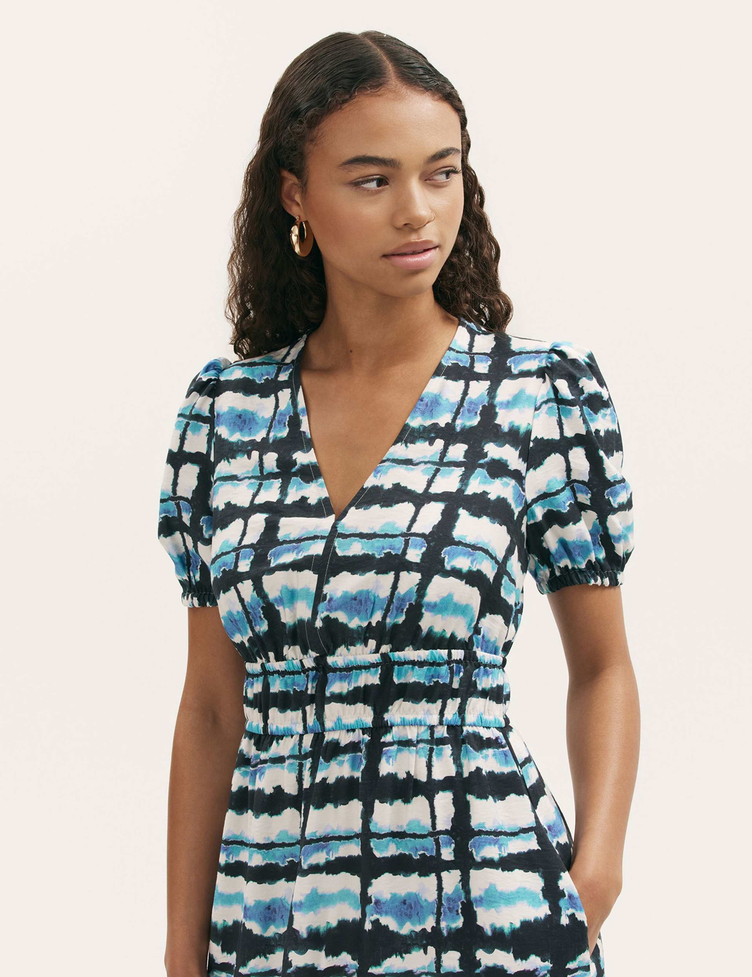 Tie Dye V-Neck Midi Waisted Dress 4 of 4