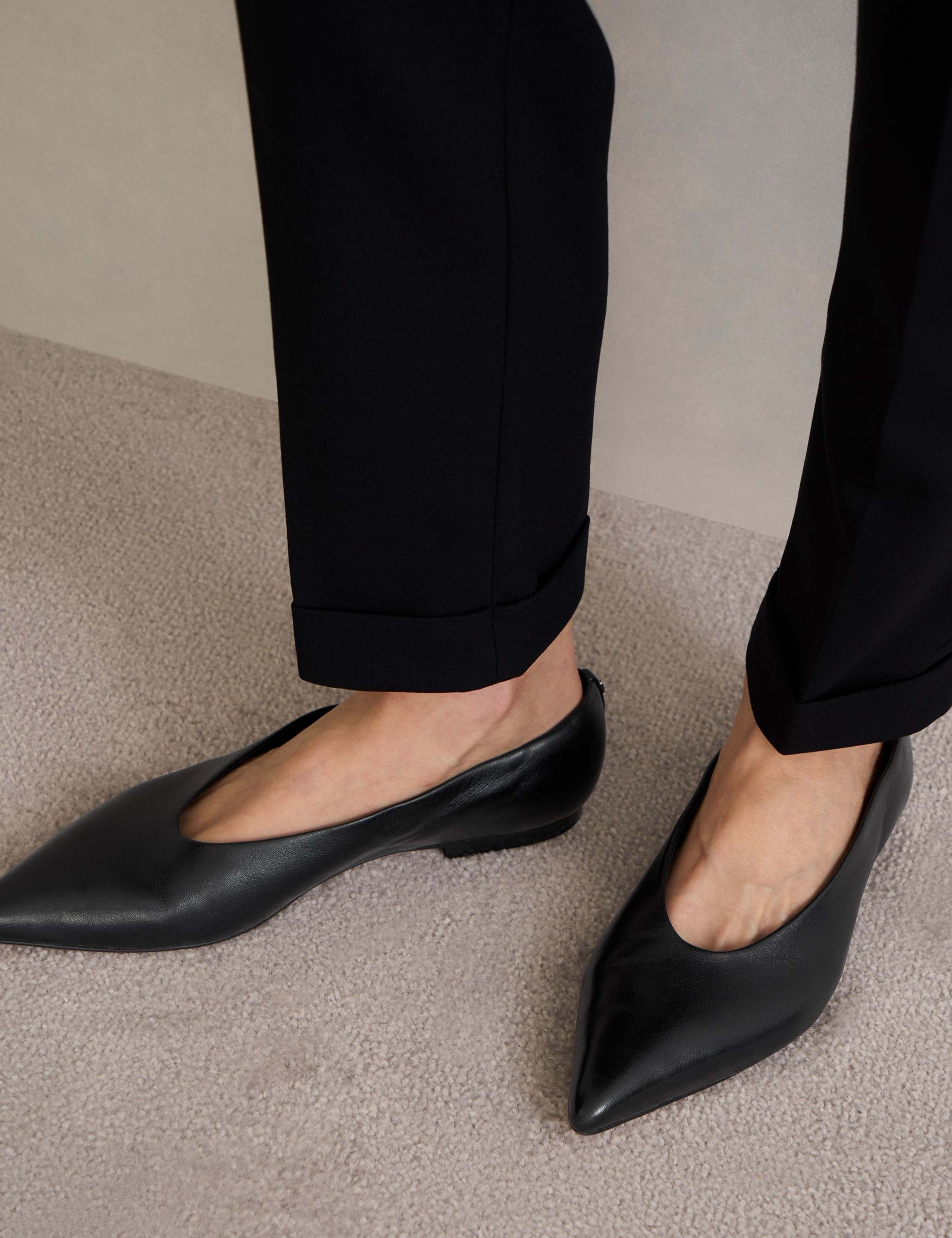 Leather Flat Pointed Ballet Pumps 3 of 6