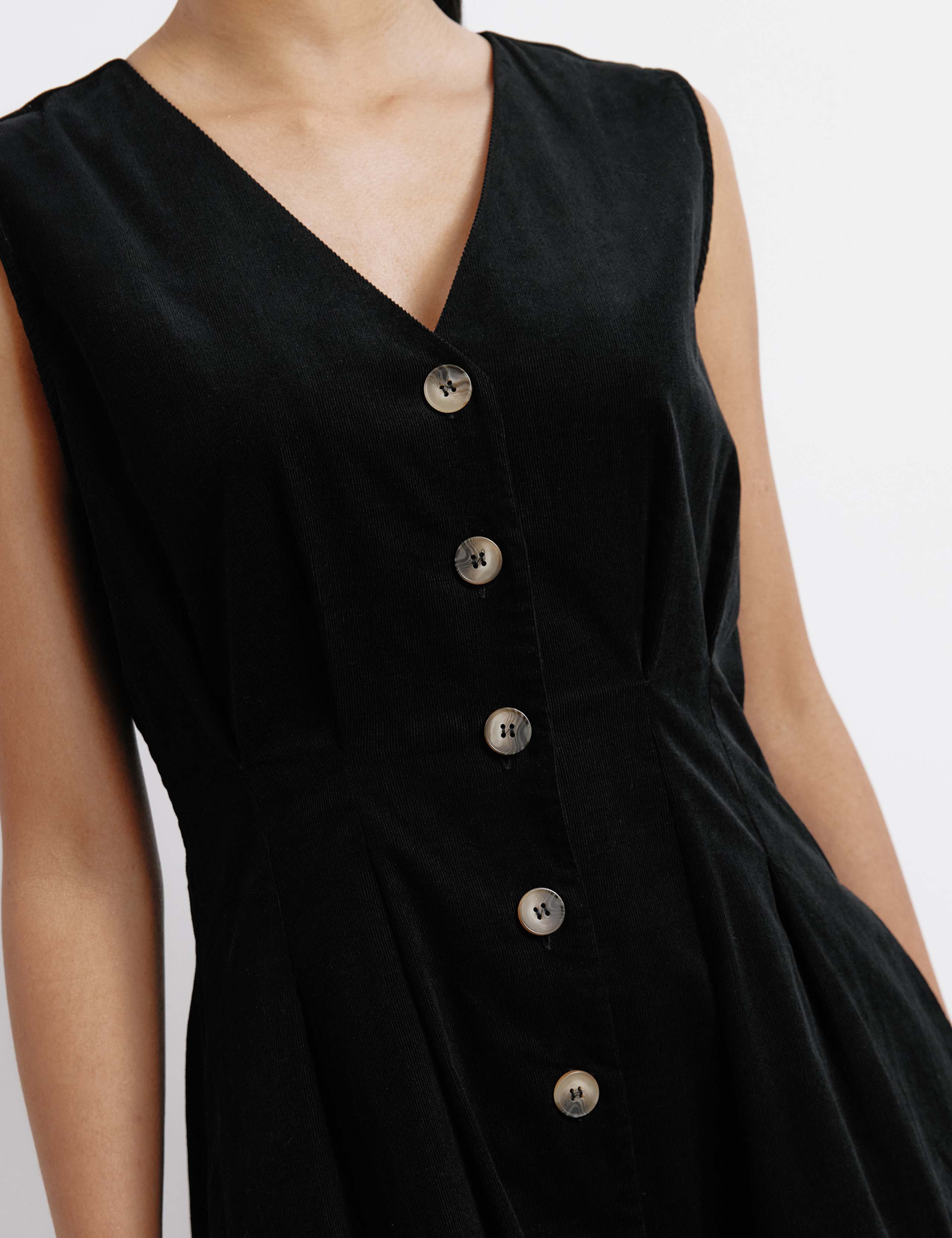 Pure Cotton Cord V-Neck Maxi Skater Dress 4 of 5